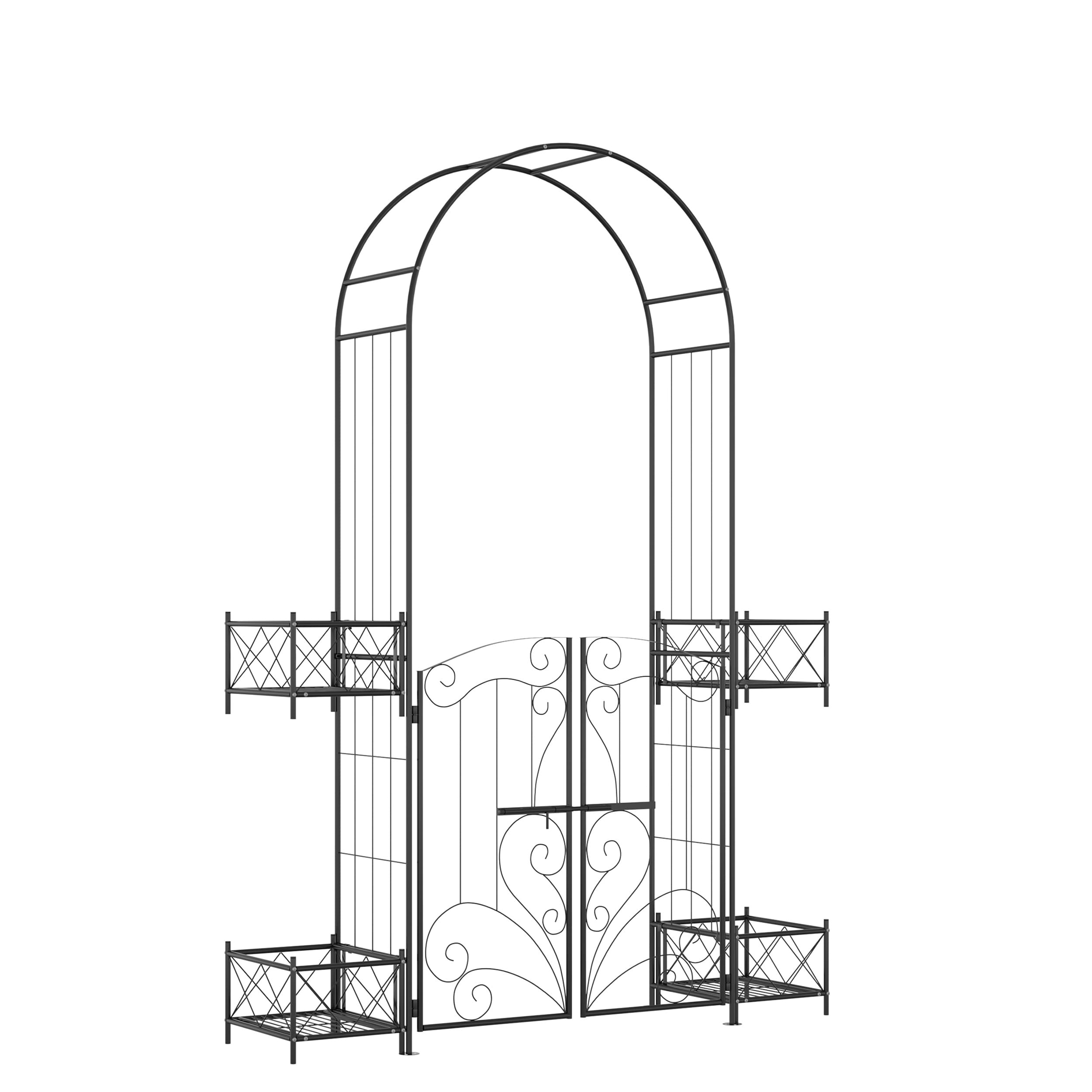AHIOU HOME ZAAHG-P200806GA Downey 5.3-ft W x 7.3-ft H Arched Black Steel Garden Arbor
