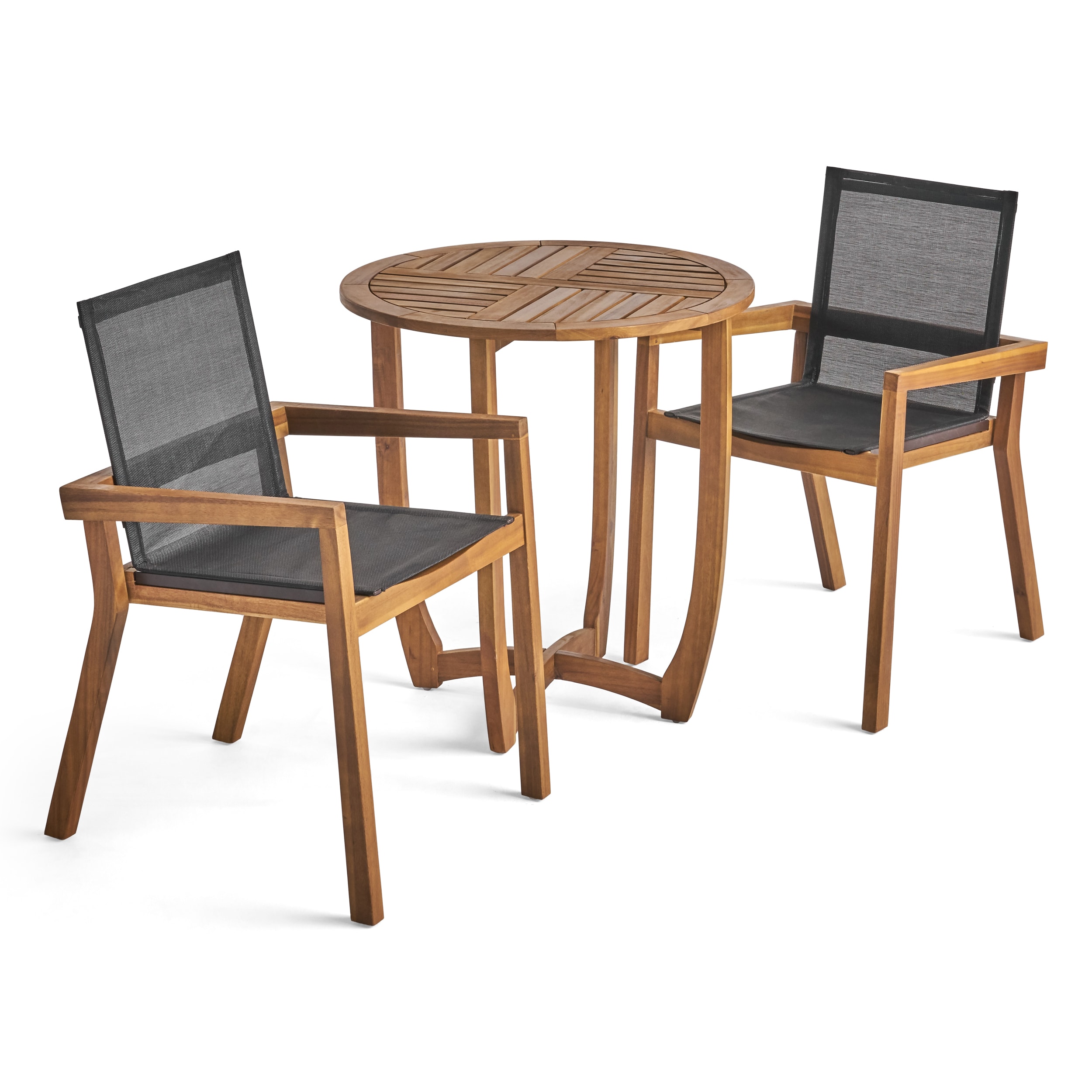 Best Selling Home Decor - Otto 3 -Piece Brown Patio Dining Set Wood Round Table with 2 Stationary...