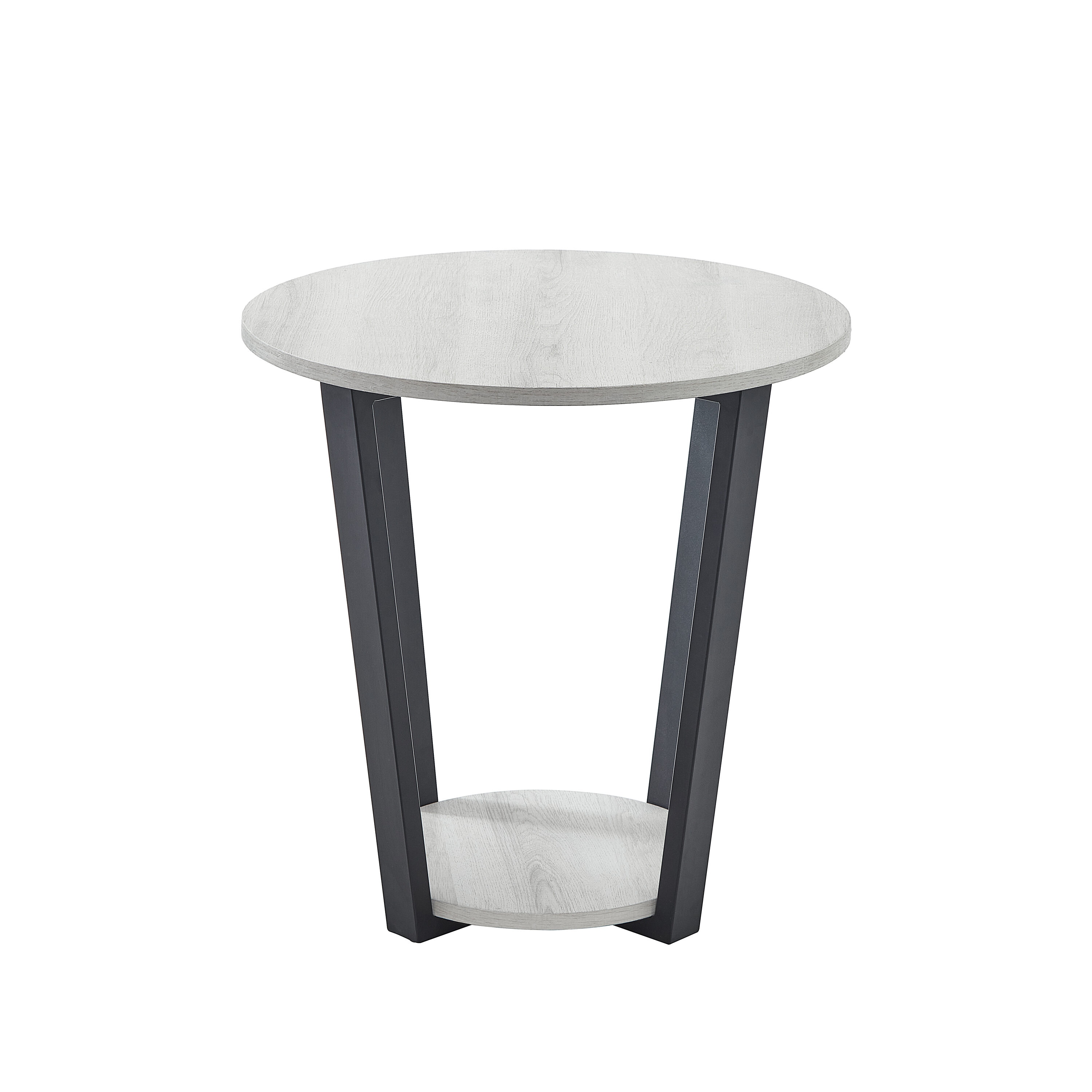 Roundhill Furniture OE3322WK Elysian 20-in W x 20.5-in H Black/White Composite Round Casual End Table Assembly Required