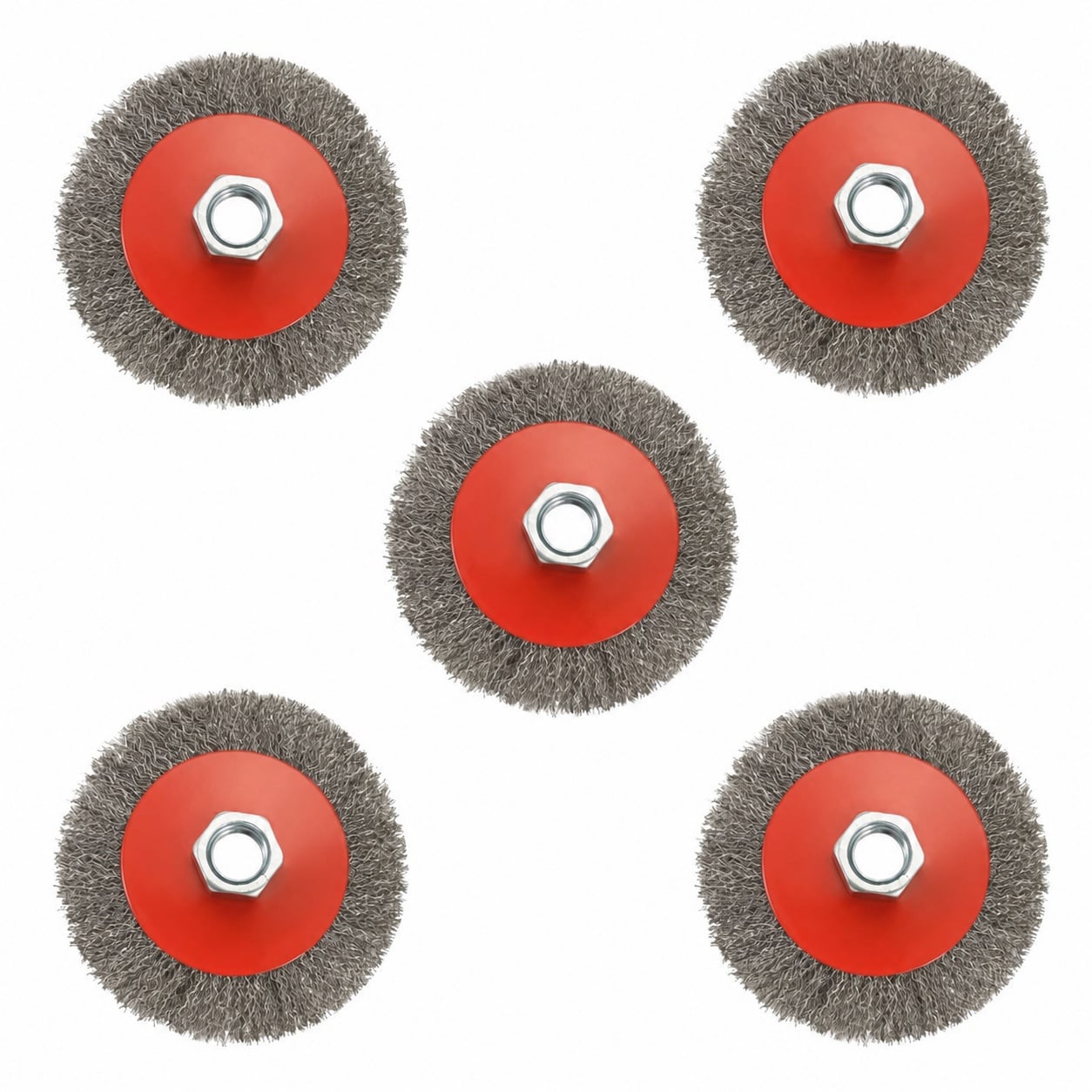 Etokfoks  5 Pack 4 Inch Coarse Crimped Wire Wheel Brush for Angle Grinder 5 8 Inch 11 Threaded Arbor 0 014 Inch Steel