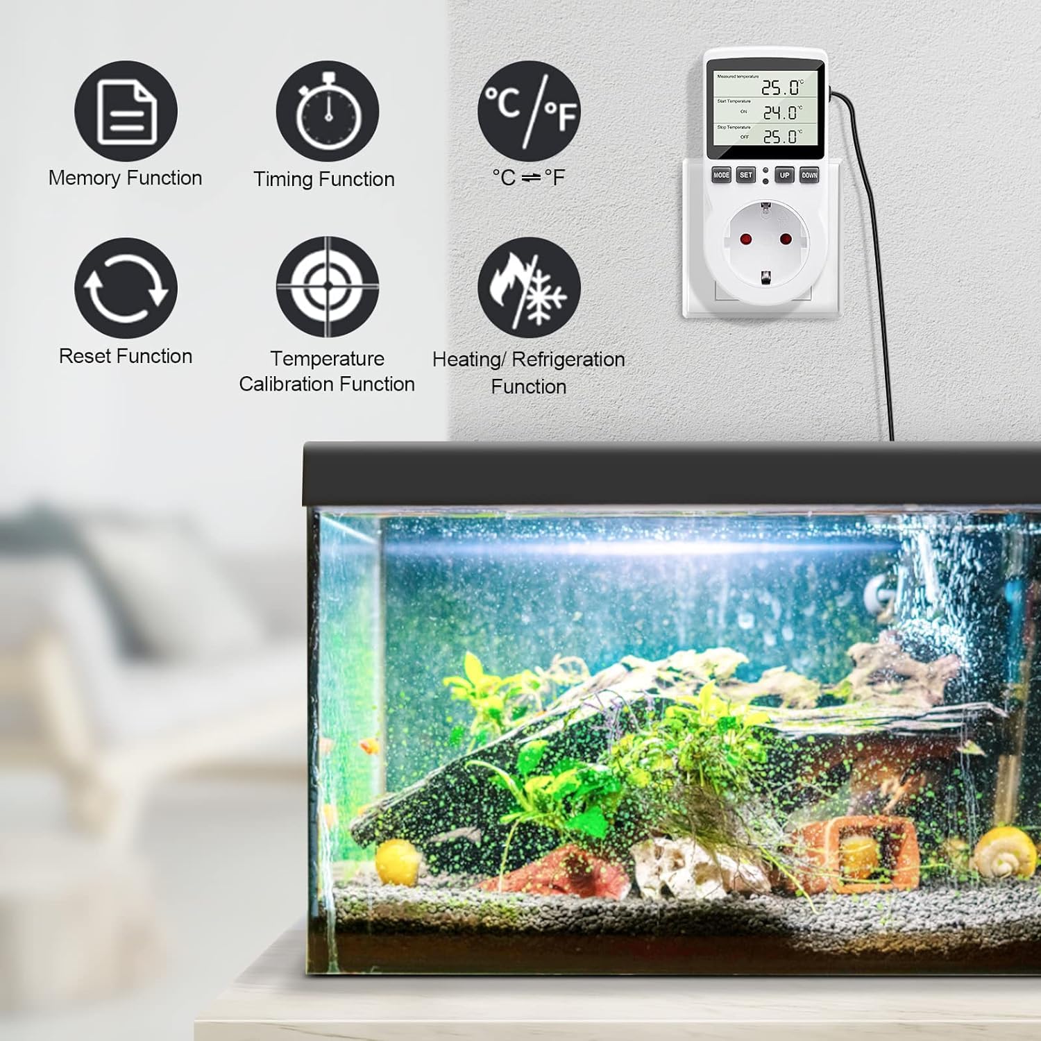 Afoxsos Digital Thermostat Temperature Controller Plug in Outlet with ...