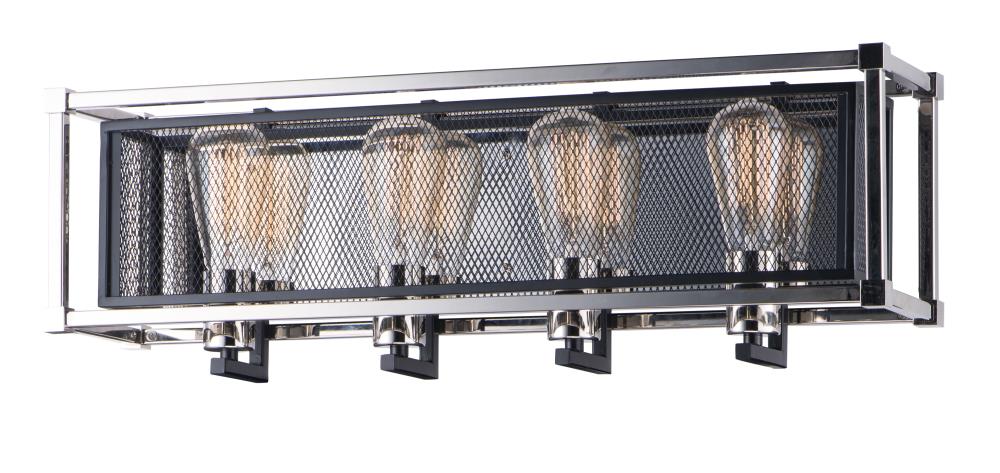 Maxim Lighting 12154BKPN Refine 26-in 4-Light Black/Polished Nickel Transitional Vanity Light