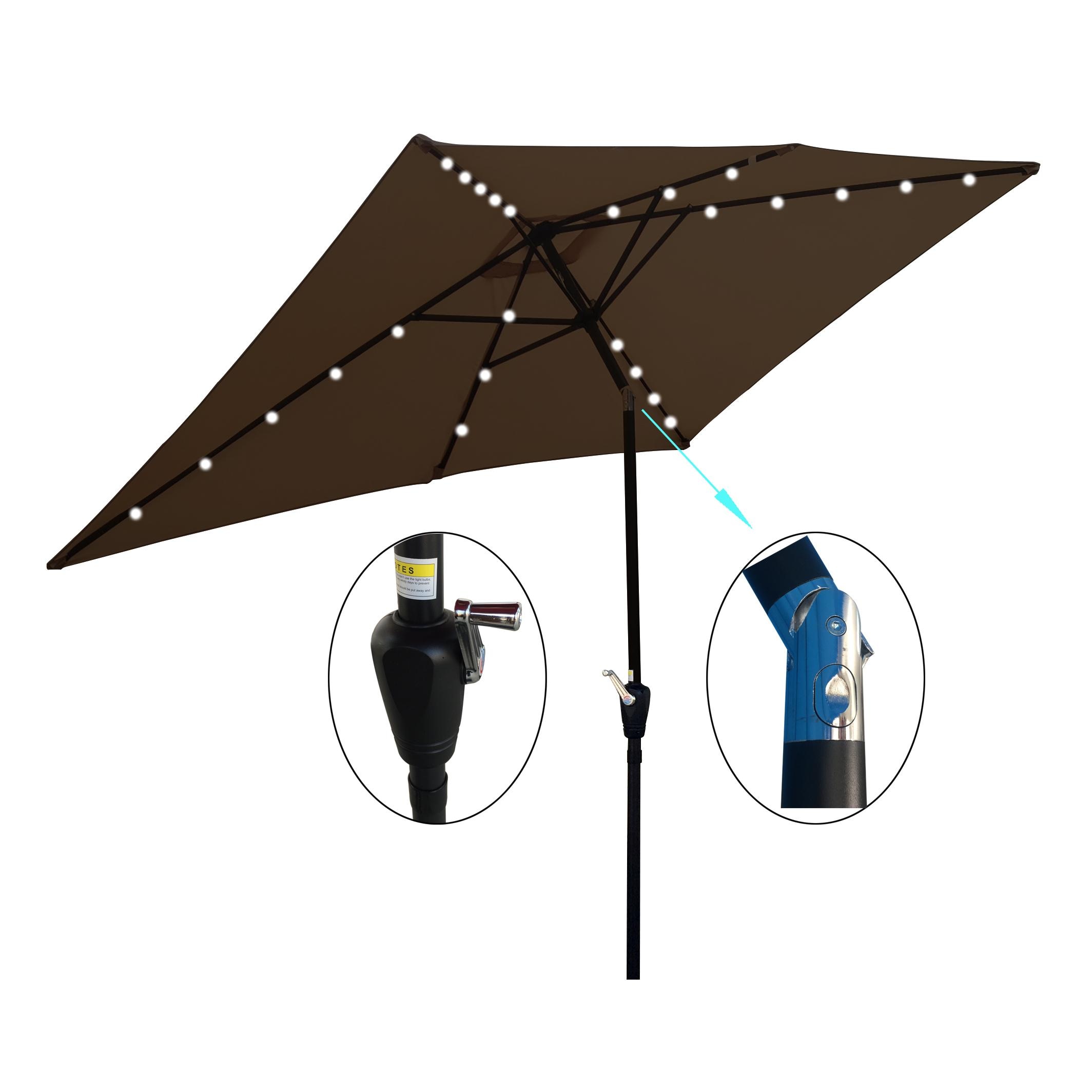 Bayfeve 10-ft Solar Powered Push-button Tilt Market Patio Umbrella in ...