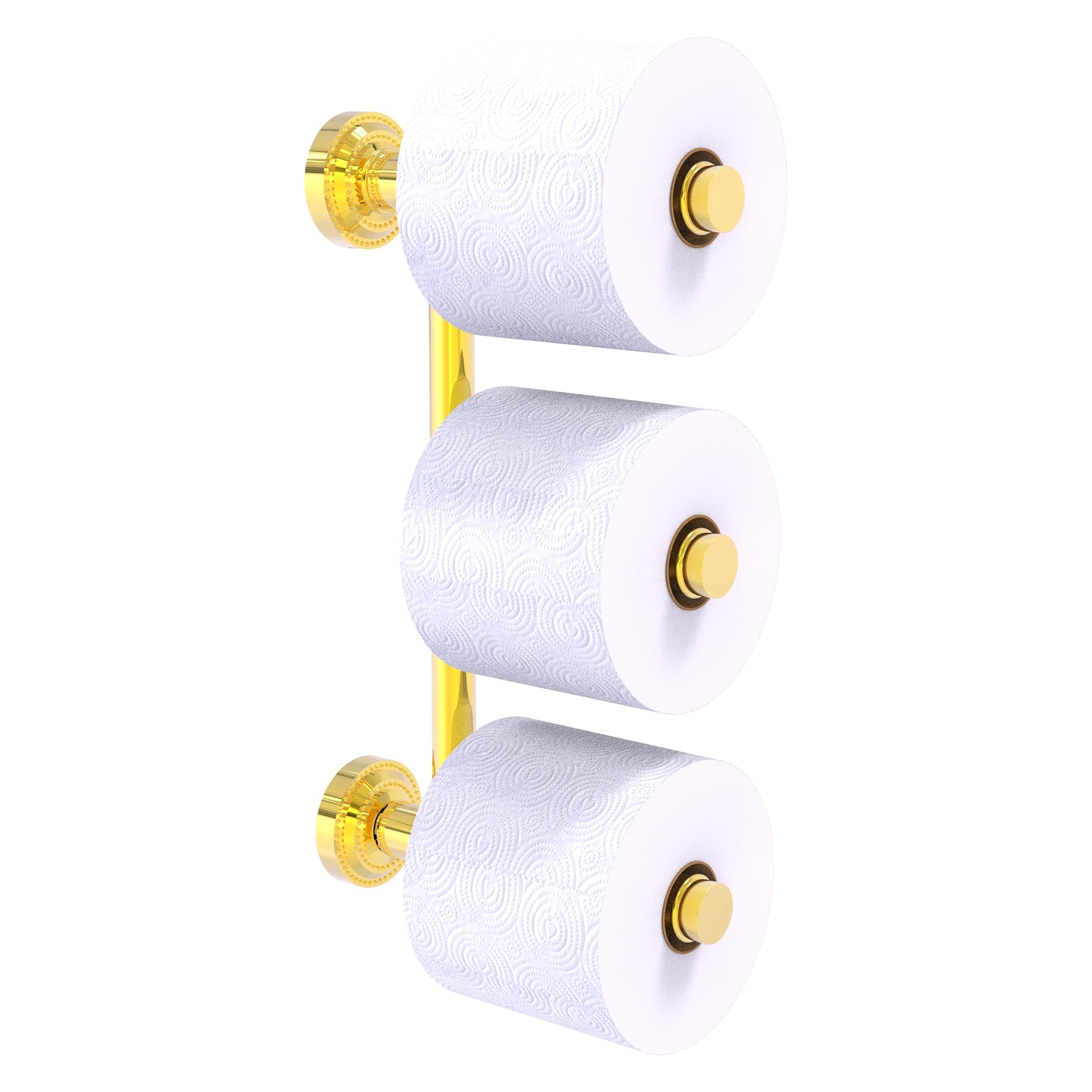 Allied Brass DT-24-3-PB Dottingham Polished Brass Wall mount Double post Toilet Paper Holder 3 -Rolls