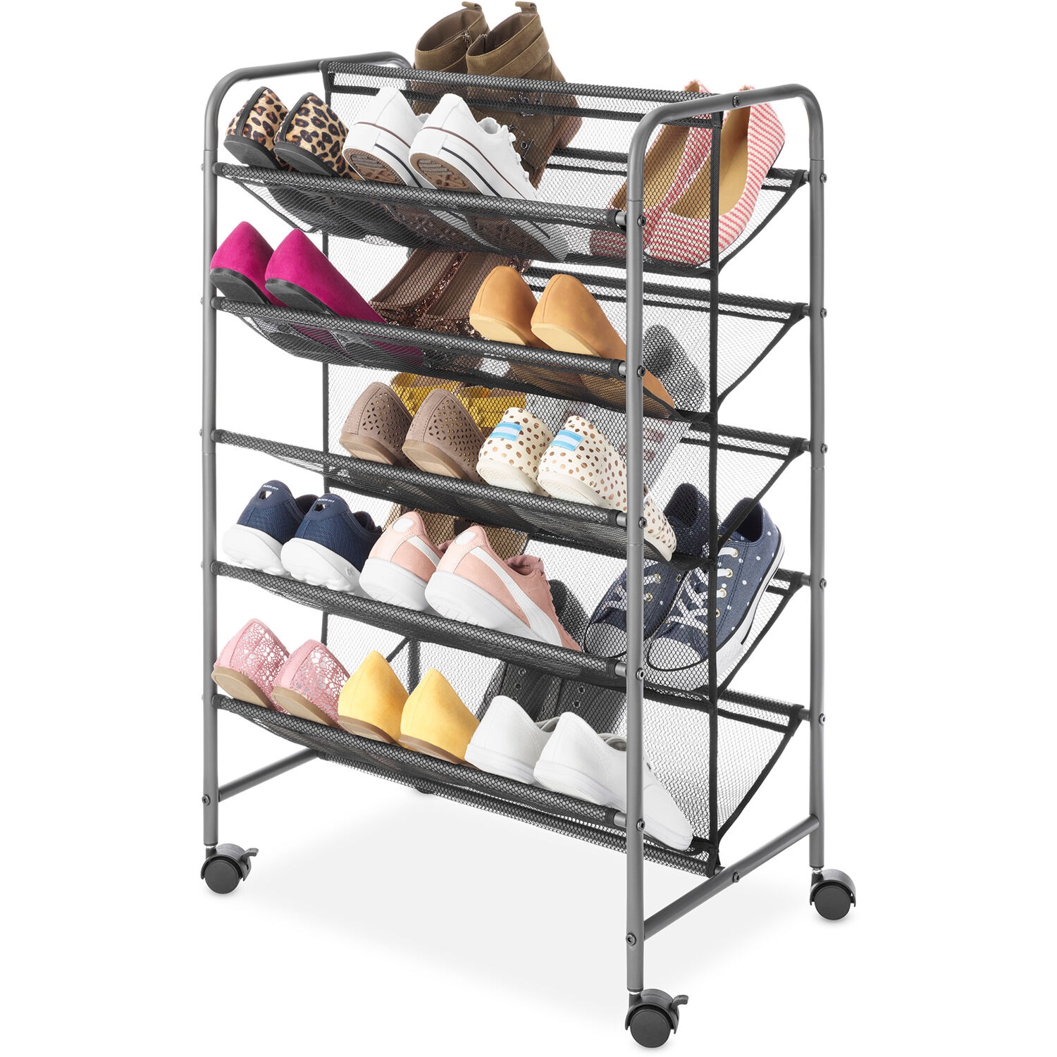 Whitmor 6037-10491-GM 35.5-in H 5 Tier 30 pair Gunmetal Metal Shoe rack
