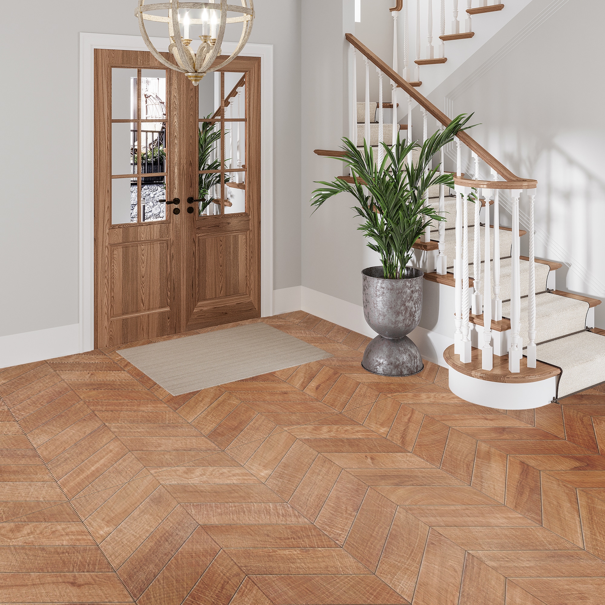 Apollo Tile Bois Maple 24-in x 48-in Matte Porcelain Chevron Wood Look Floor and Wall Tile (15.49-sq. ft/ Carton)