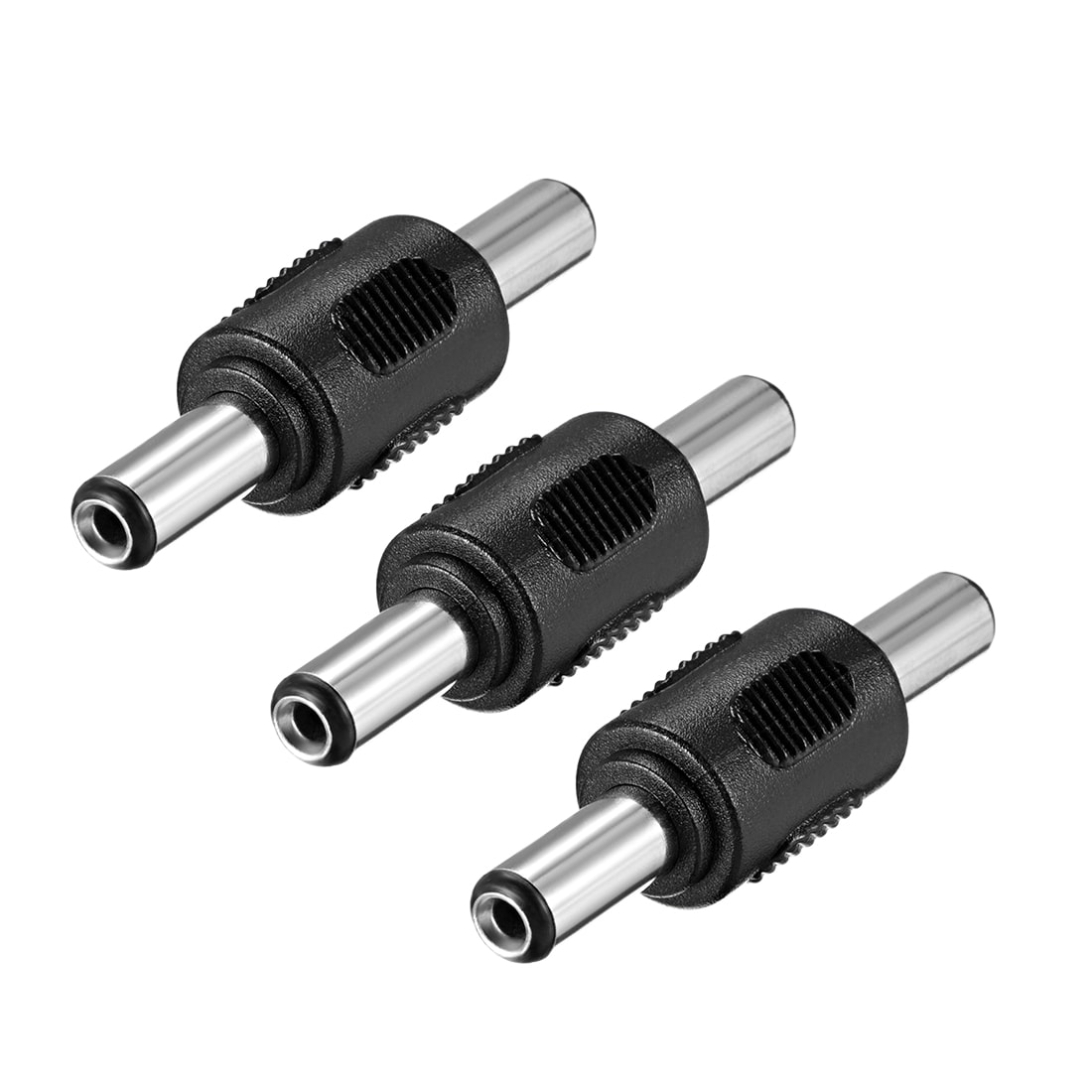 Unique Bargains 3pcs DC Power Connector Adapter 5.5mmx2.5mm Male to Male Plug Cable Jack Converter for Laptop CCTV Camera strip lighting Black