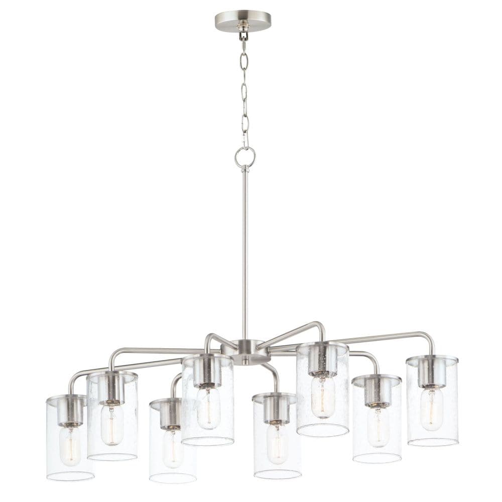 Maxim Lighting A-MX-11848CDSN Sleek 8-Light Coastal / Industrial / Modern / Transitional Satin Nickel Incandescent Chandelier