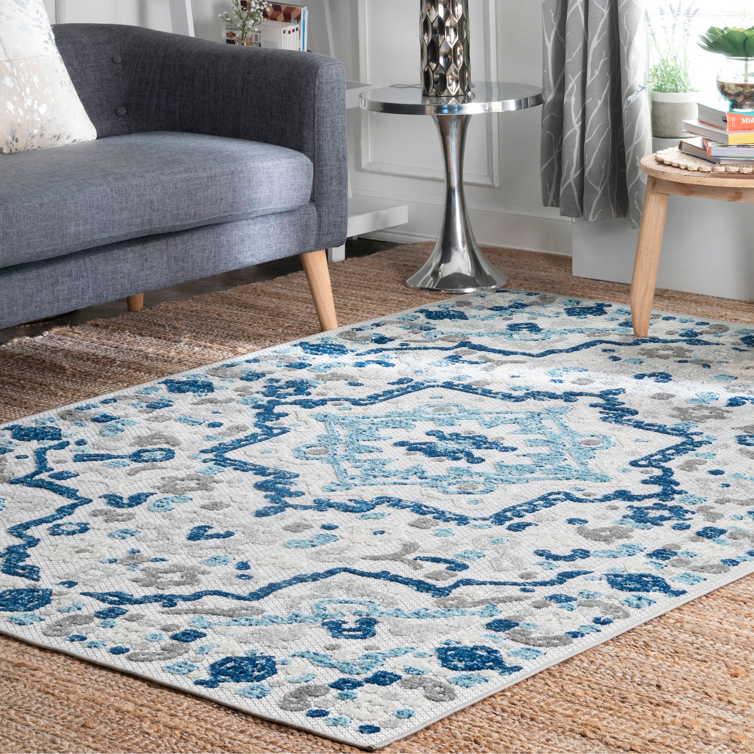 nuLOOM 8 X 10 (ft) Blue Indoor/Outdoor Medallion Area Rug in the Rugs ...