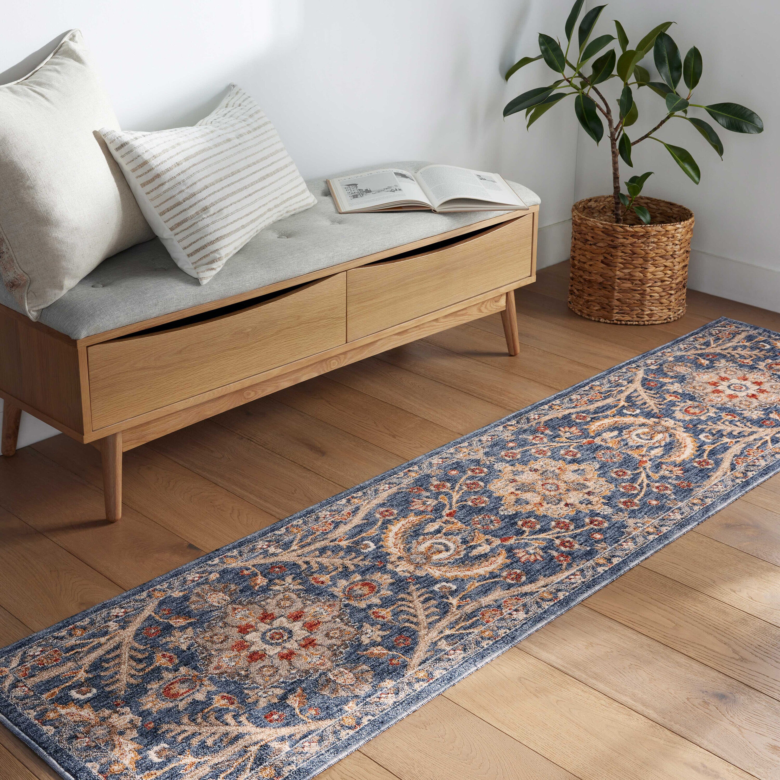 allen + roth Heritage Blue 8 X 10 Blue/Mult Indoor Floral Area Rug in the  Rugs department at