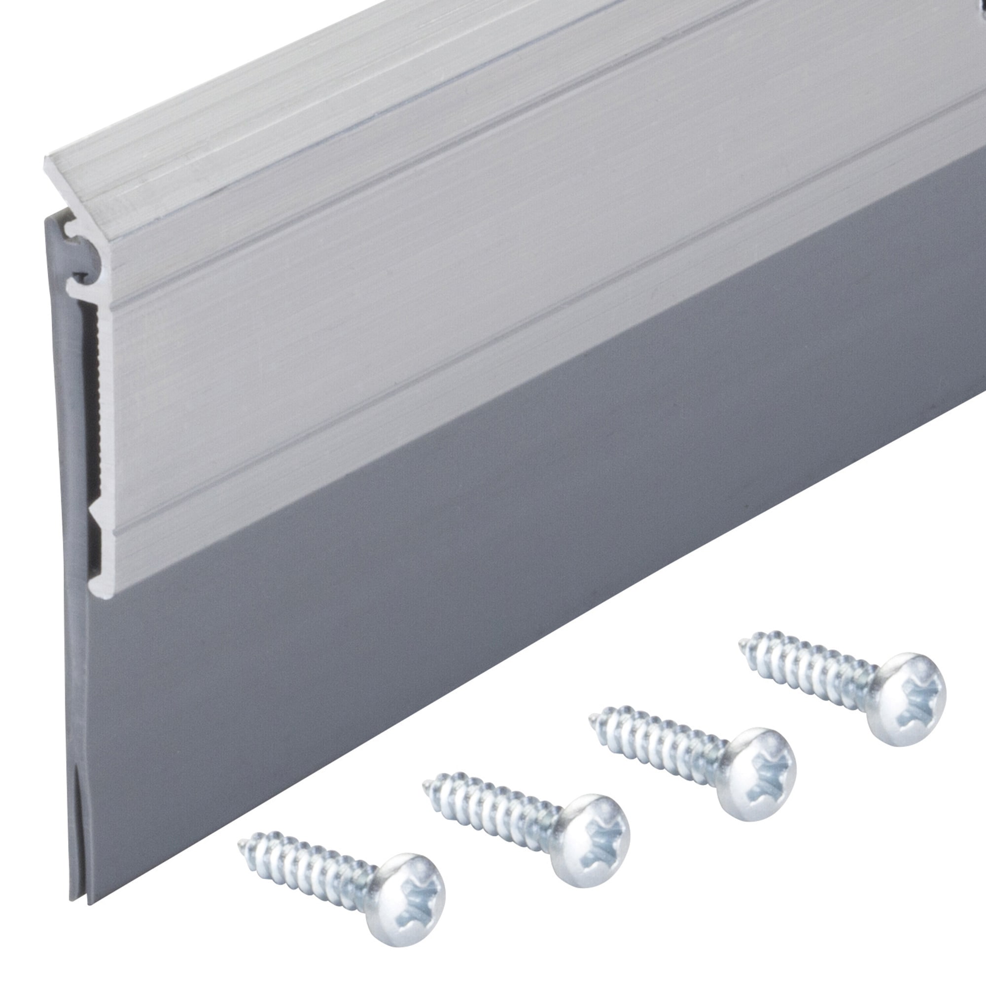 M-D 3-ft X 1-1/4-in Silver Door Sweep Aluminum/Vinyl Door Weatherstrip ...