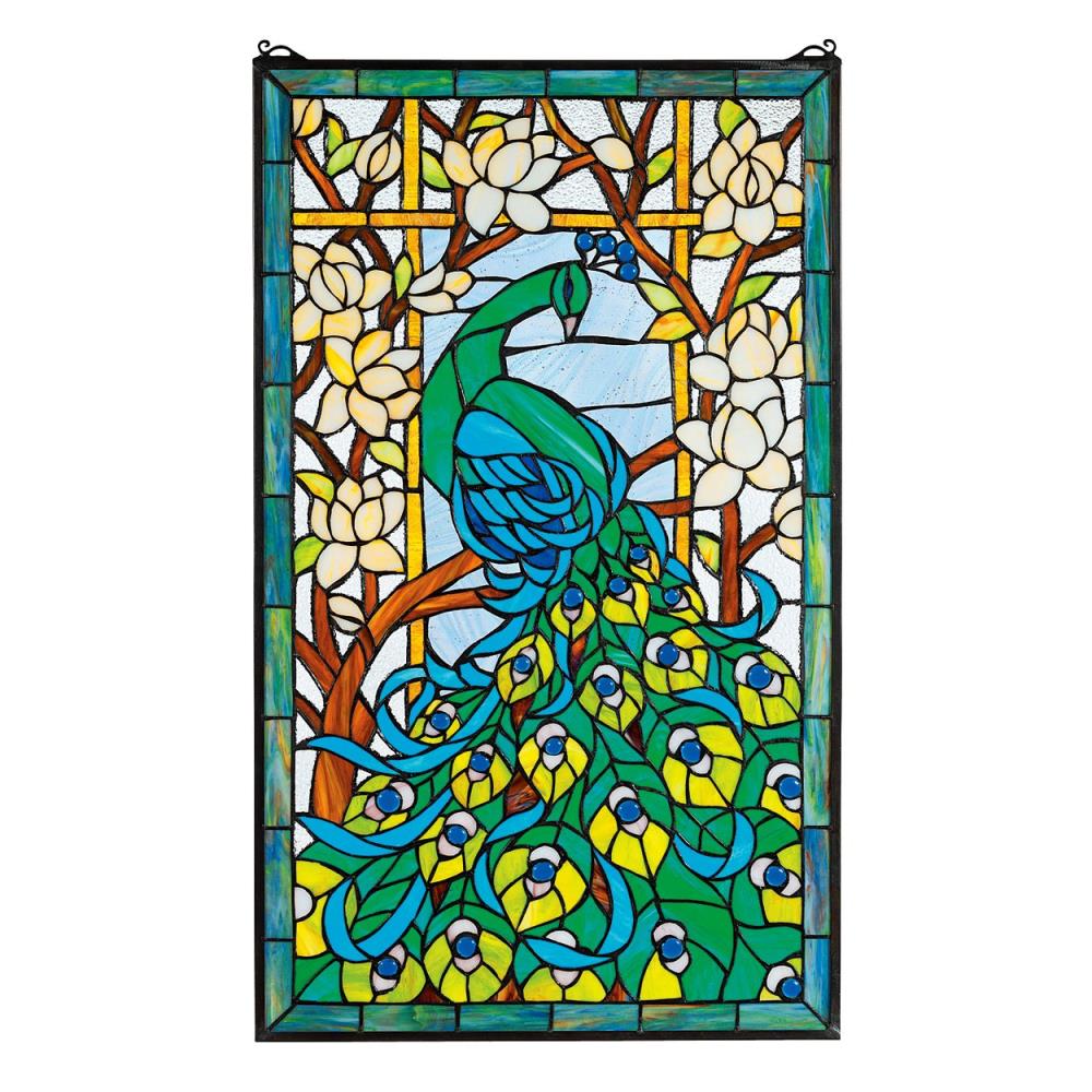 20" x 34" Handcrafted Handcrafted stained glass window panel flower Home Decor 