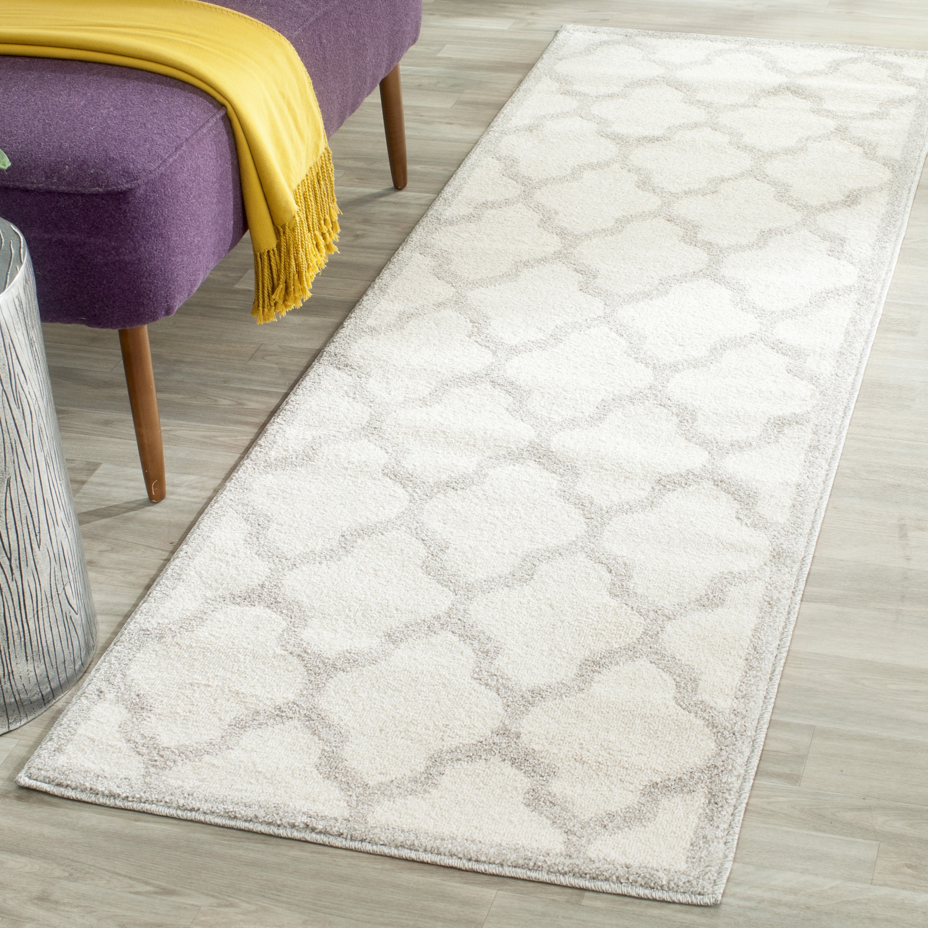 Rubber Backed Runner Rug, 22 x 60 inch, Trellis Grey, Non Slip, Kitchen  Rugs and Mats