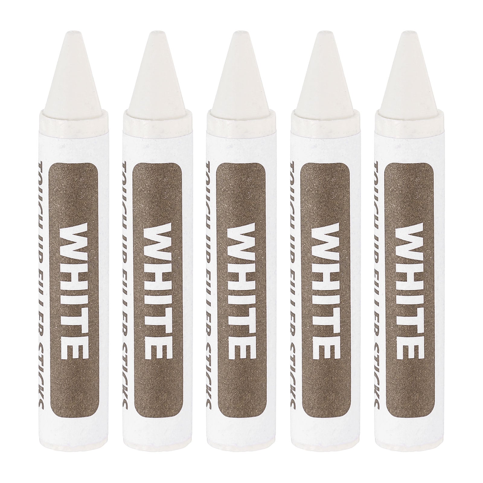 Unique Bargains Furniture Repair Wood Markers 5pcs White Touch Up Filler Sticks Wood Wax Pen Crayons for Scratches Wood Floors Tables Cabinet Carpenters Cover Ups