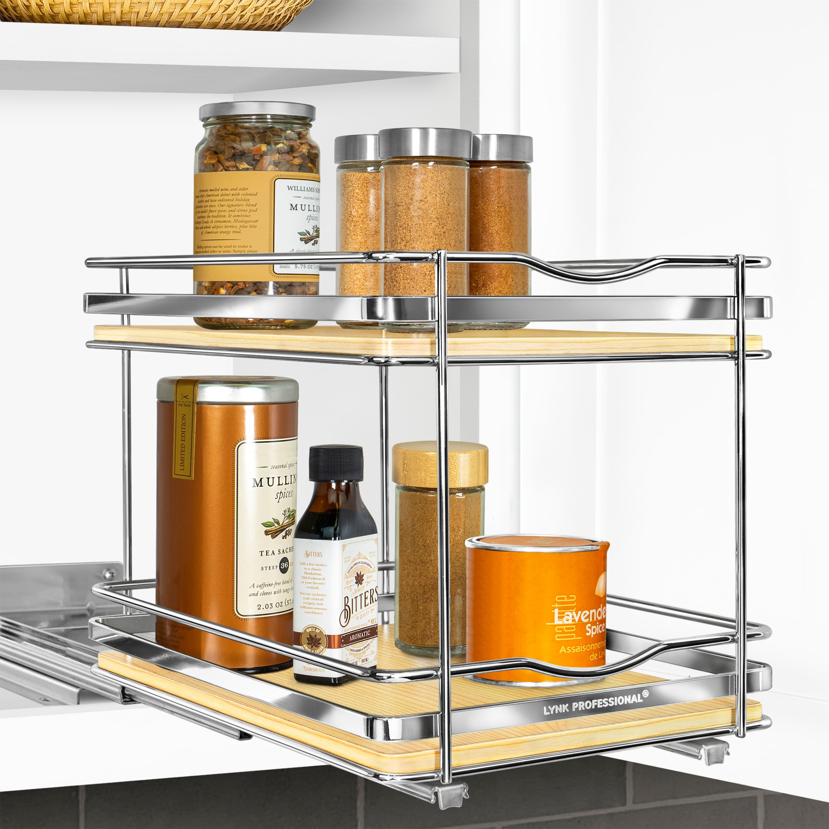 Lynk Professional 8.3-in W x 8.5-in H 2-Tier Cabinet-mount Metal Pull-out  Spice Rack in the Cabinet Organizers department at