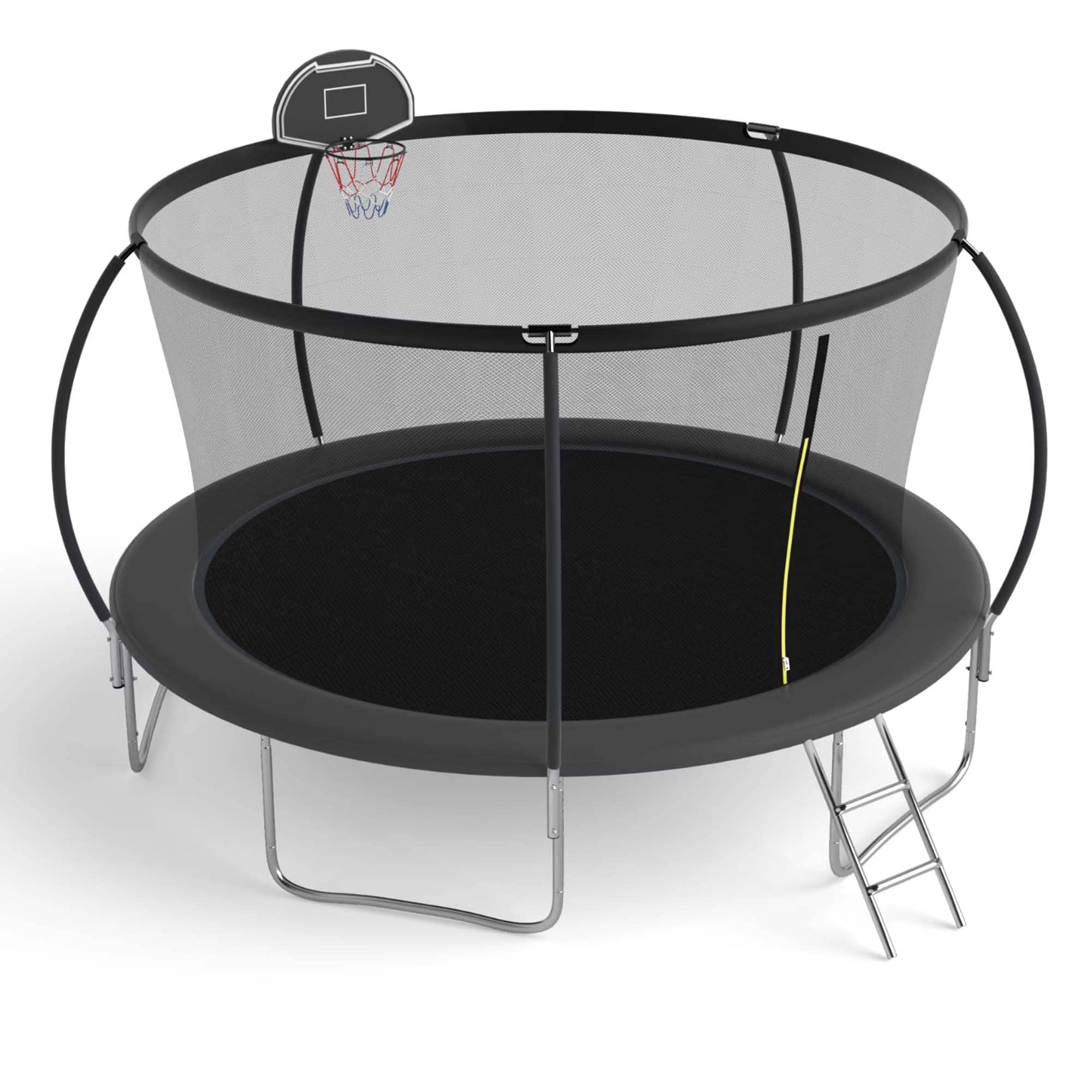 Fun Orange FUN25BC15 Outdoor Trampoline 14-ft Round Backyard in Black