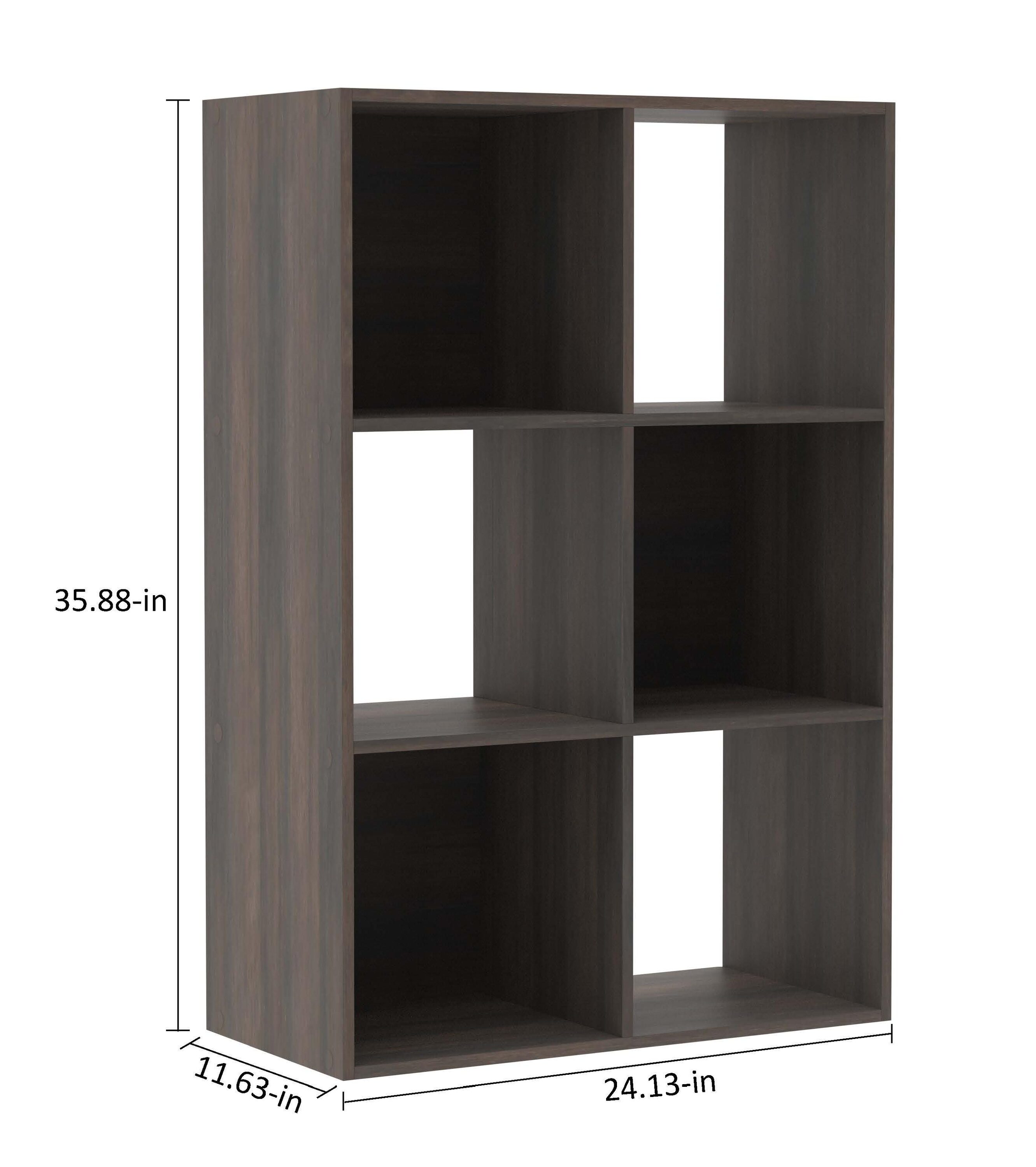 Style Selections 35.88-in H x 24.13-in W x 11.63-in D Dark Chocolate Stackable Wood Laminate 6 Cube Organizer in Brown | CL22-11ST6-ES