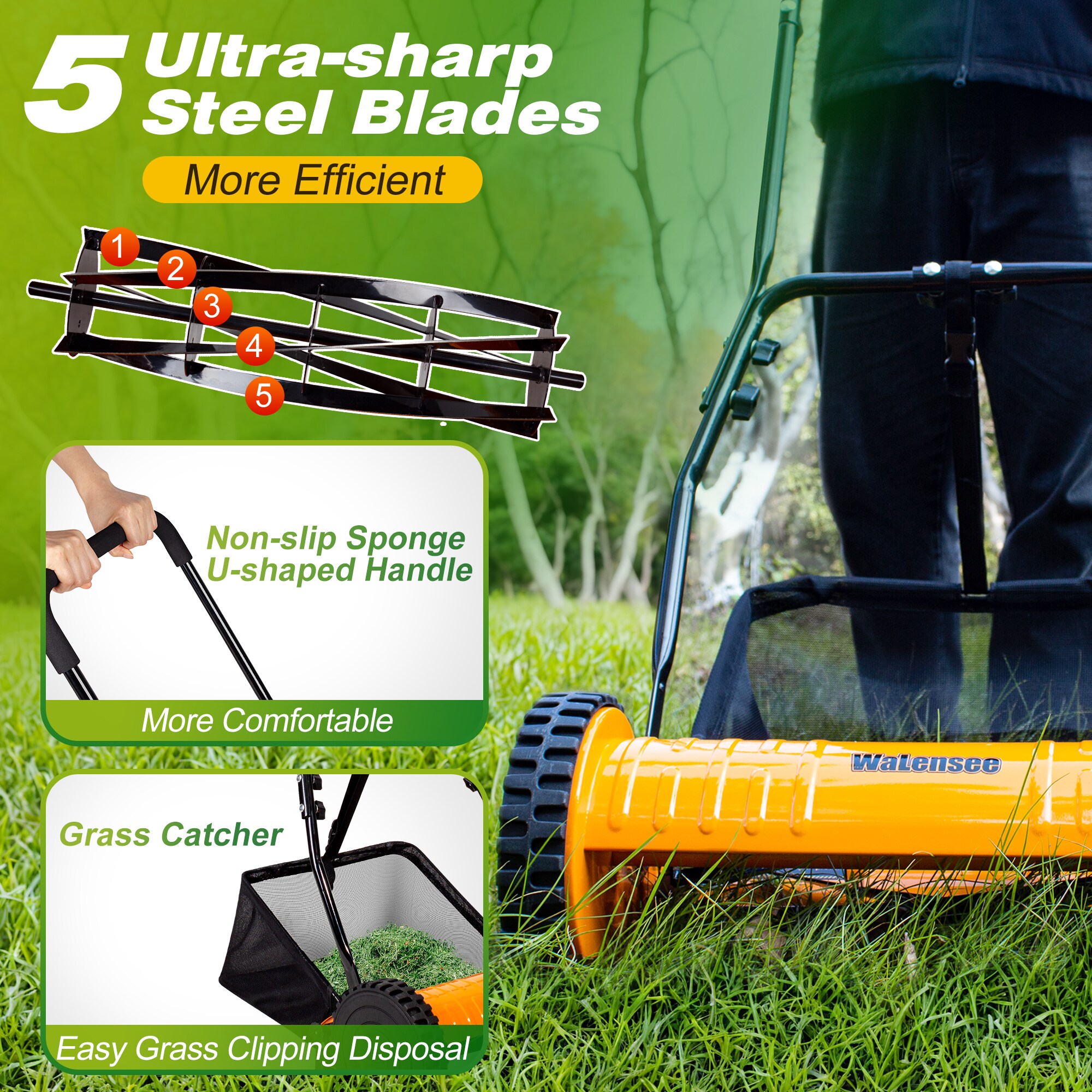 Walensee WBLM-001-14-LS Push-Mower-Reel - View #4