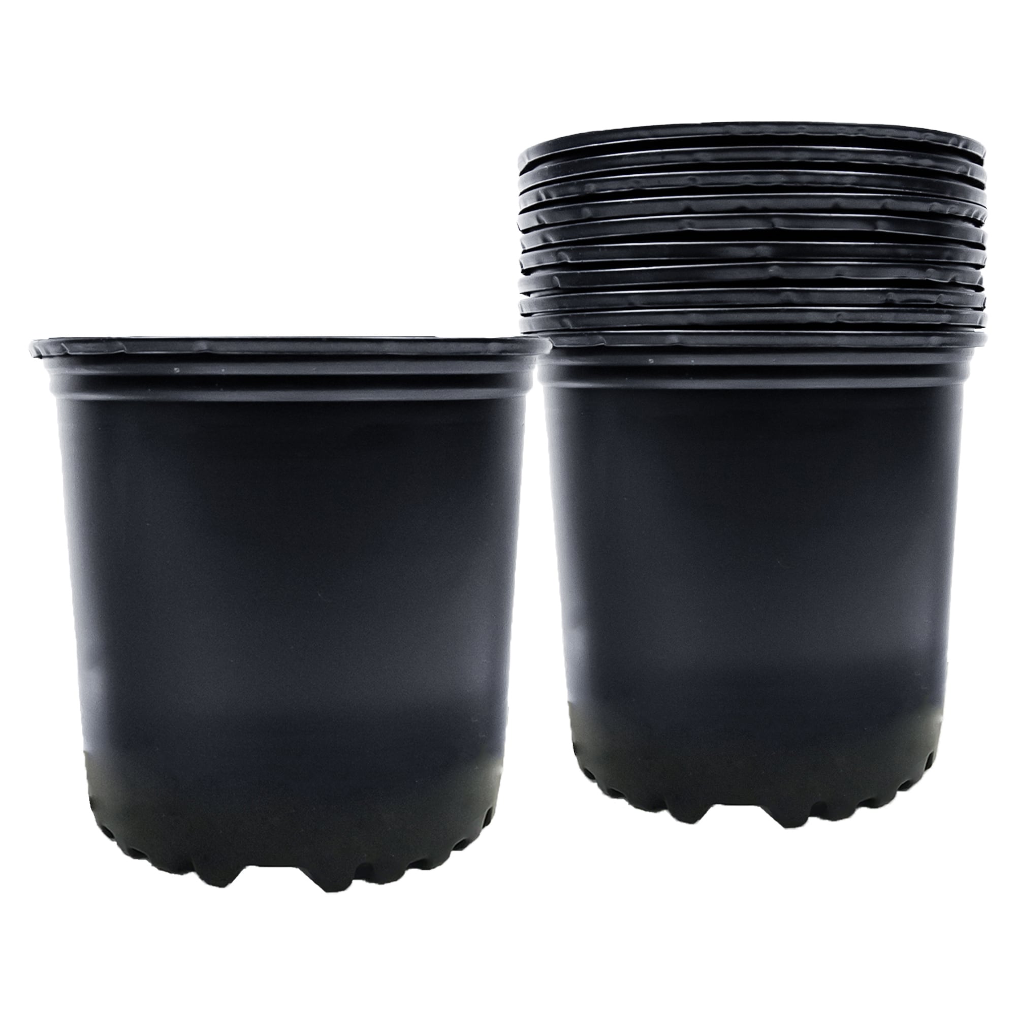 Viagrow VHPP100-12 12 -Pack Round 7.5-in W Small Black HDPE Indoor/Outdoor Nursery planter with Drainage Holes