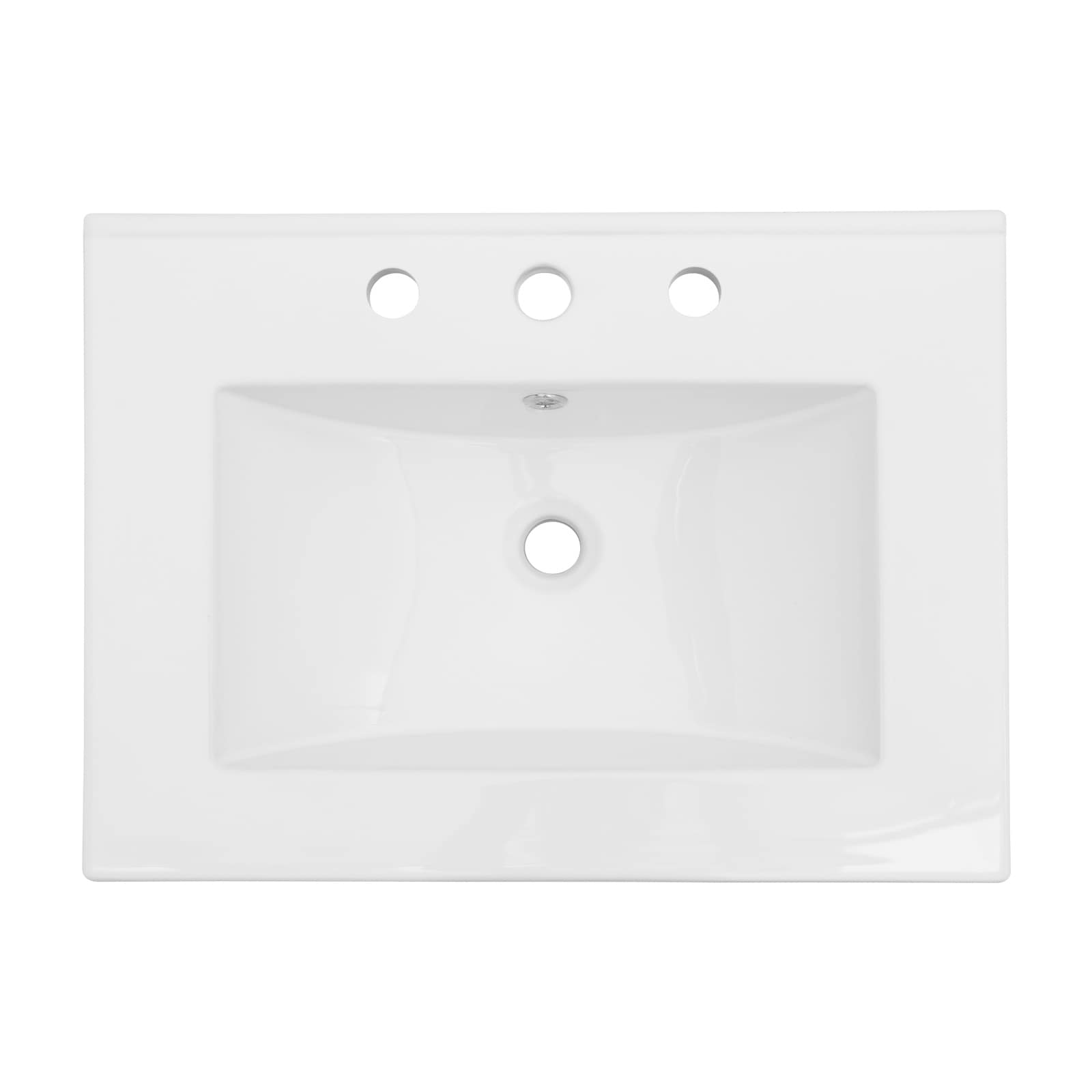 Huluwat 24 Inches x 18 Inches White Rectangular Single Vanity Top with 3 Faucet Hole and Overflow(Sink Only)