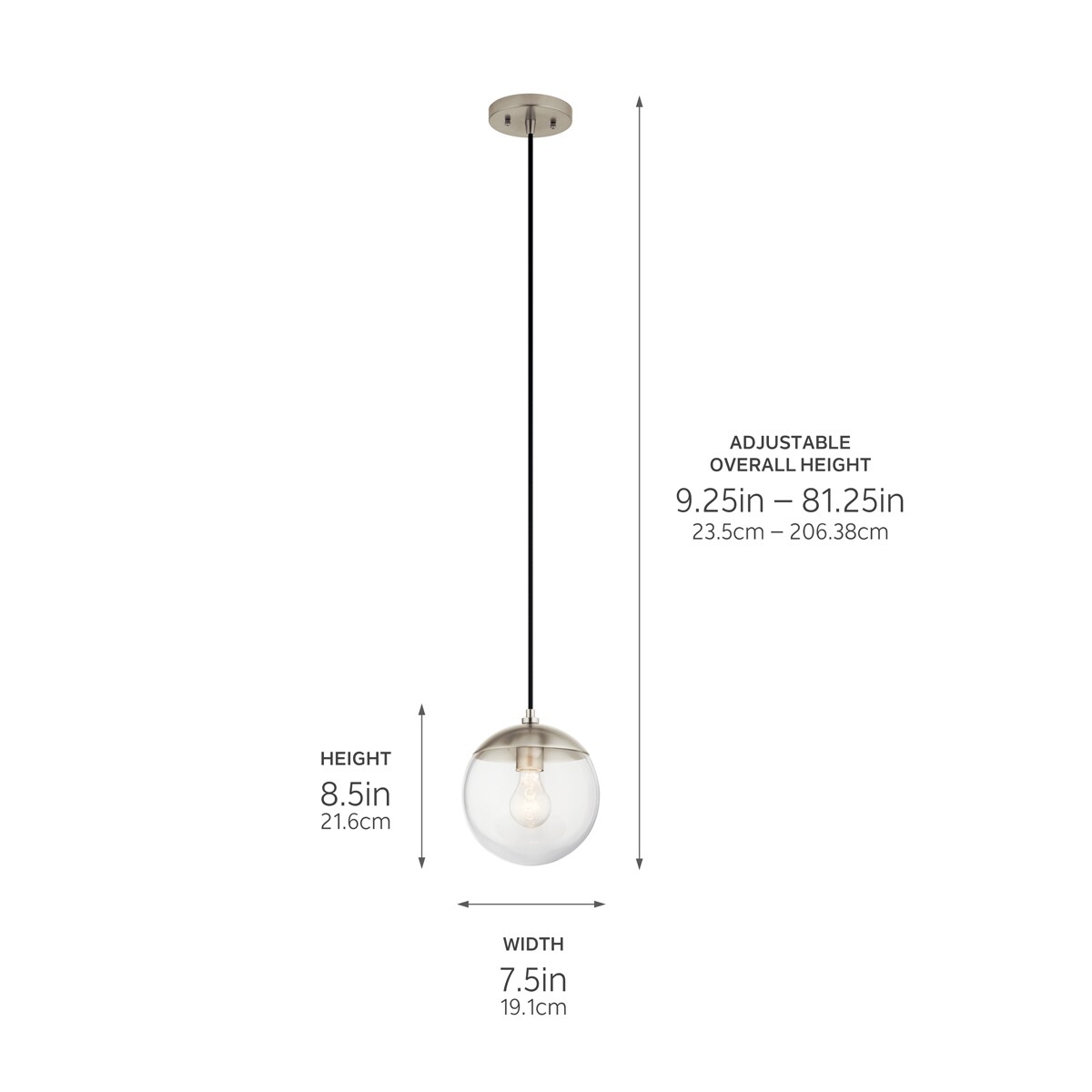 Kichler Malone Brushed Nickel Modern/Contemporary Clear Glass Globe ...