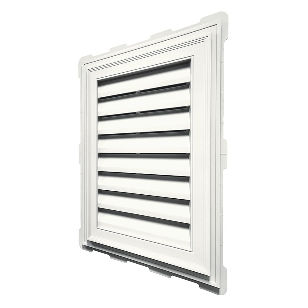 Builders Edge 18-in X 24-in White Rectangle Vinyl Gable Louver Vent In ...