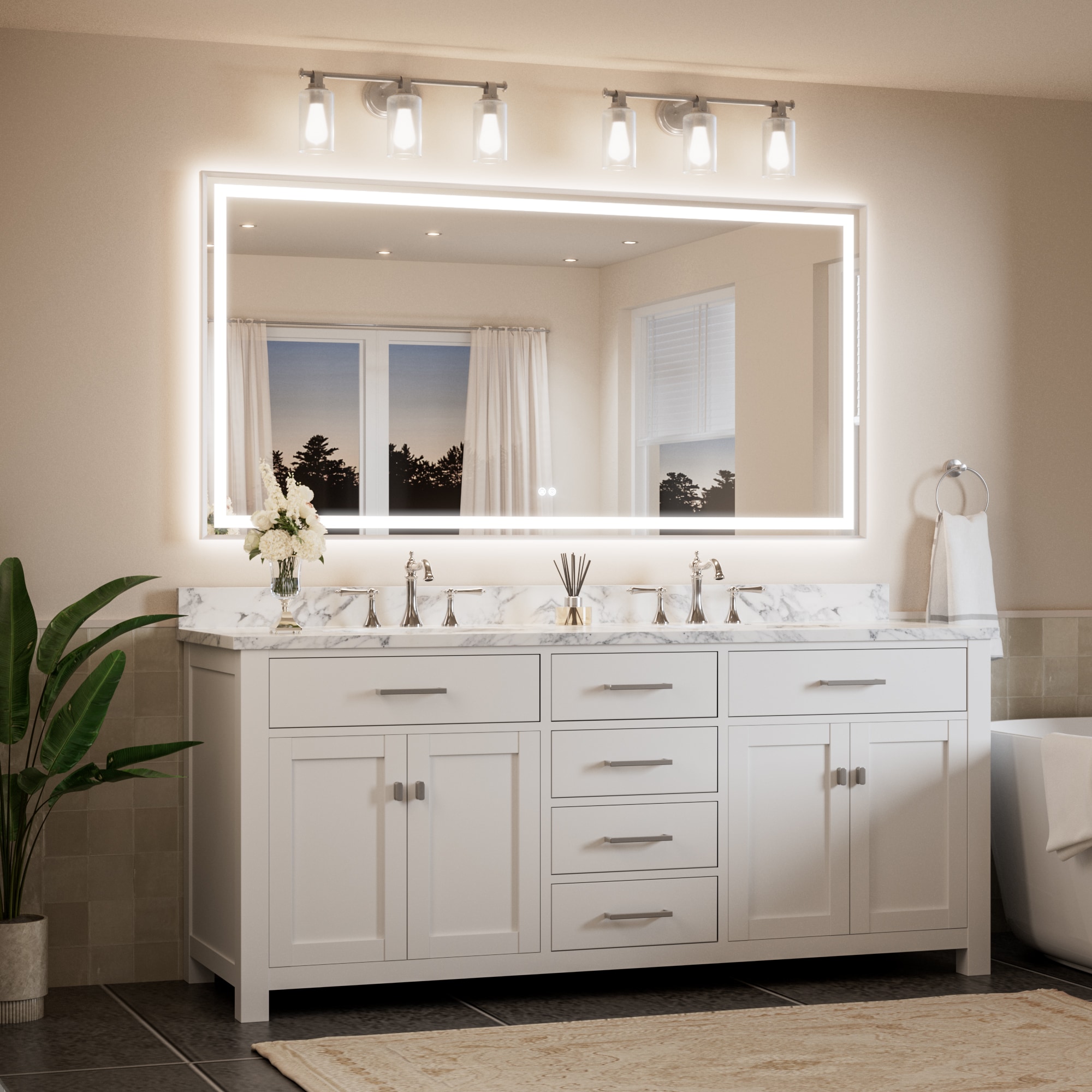 Keonjinn LW-BM66-18291-BN Framed-Bath-Mirrors - View #2