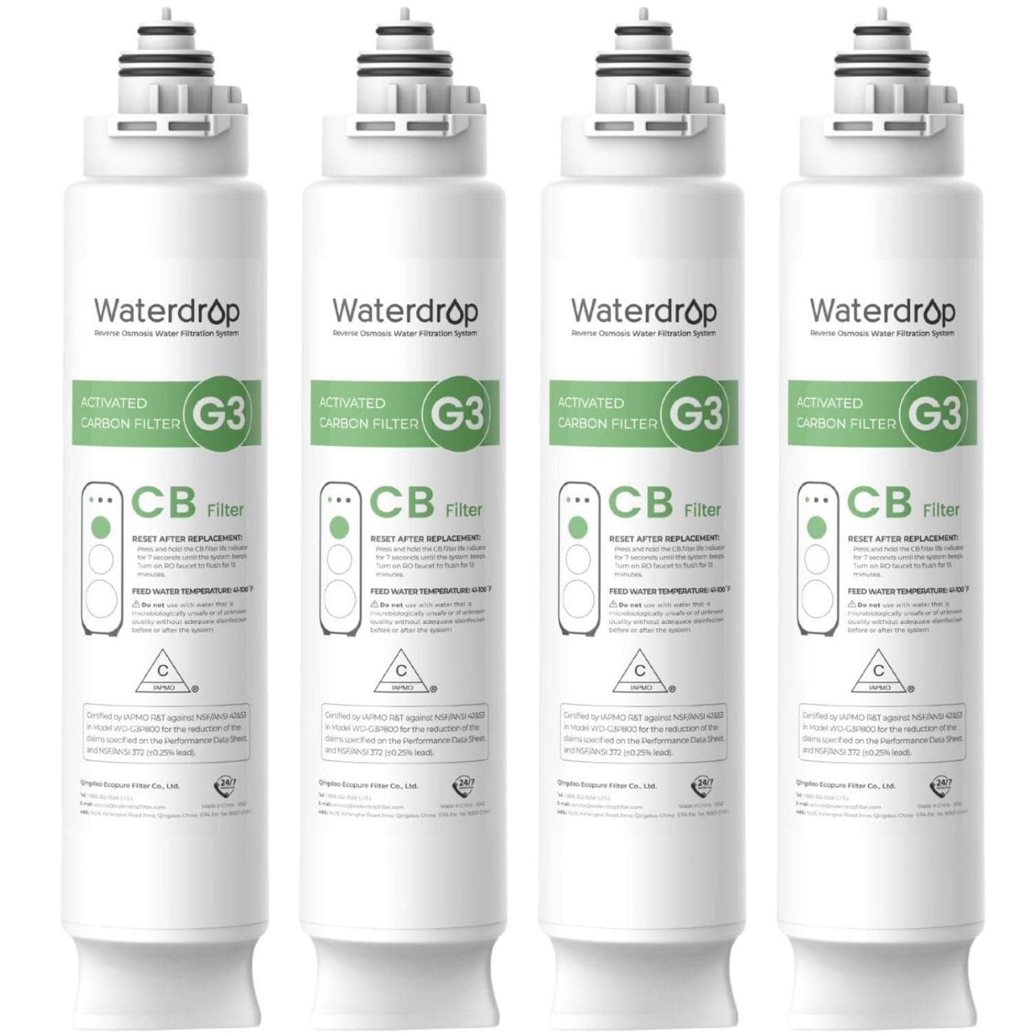 Waterdrop WD-G3-N3CB Filter Under Sink 12-Months Replacement Filter 4 -Pack #BL-WD-G3-4CB