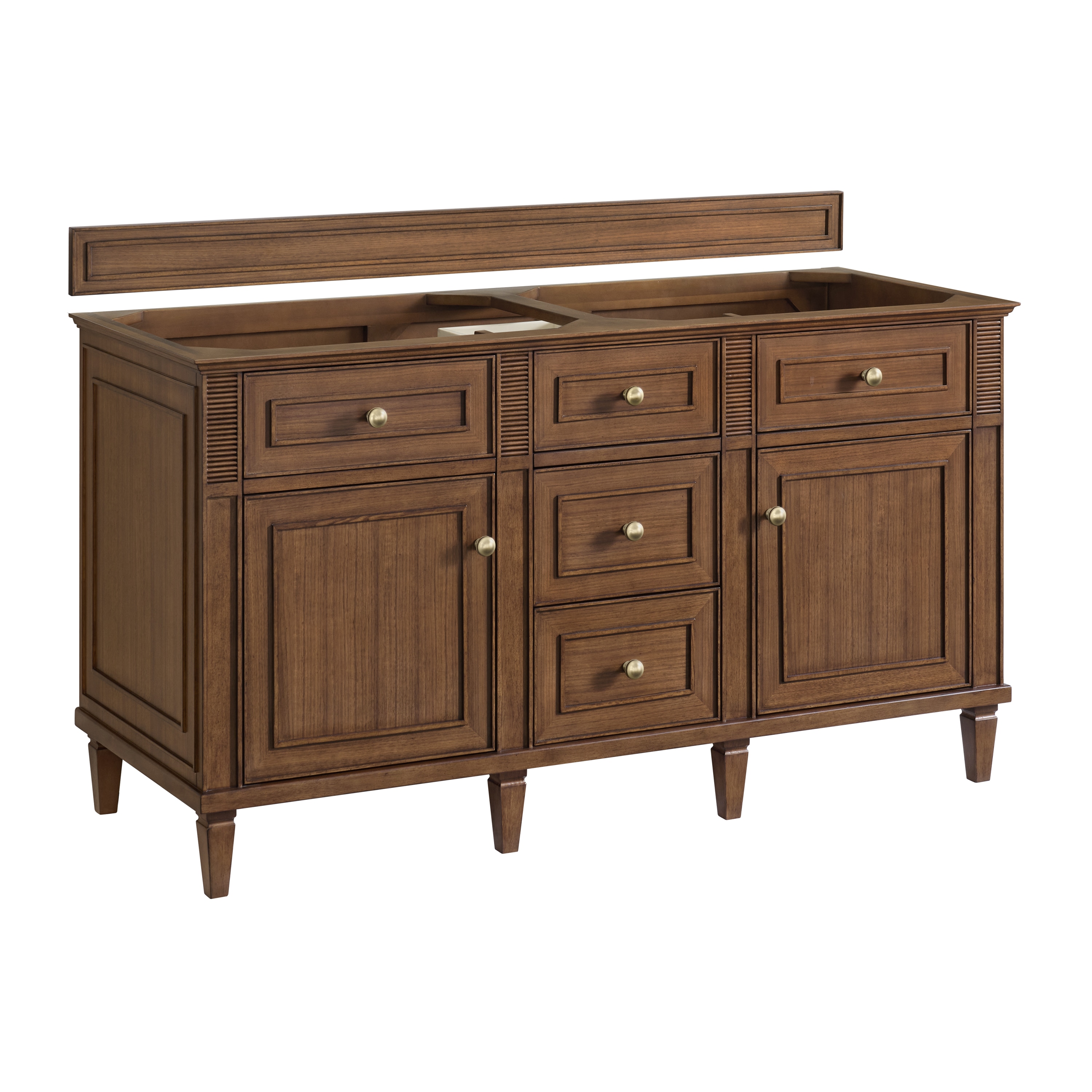 James Martin Vanities 424-V60D-WLT Lorelai 60-in Mid-Century Walnut Bathroom Vanity Base Cabinet without Top
