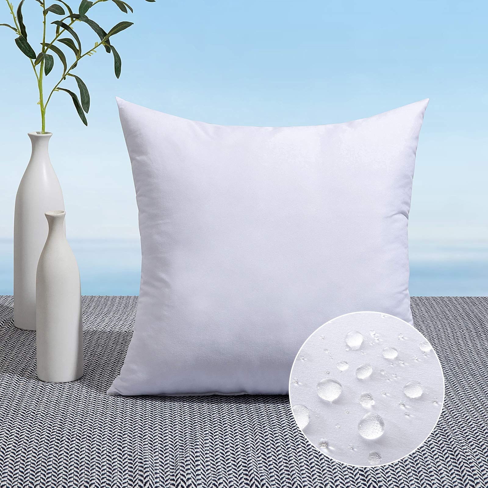 Phewnyzo  24 x 24 Outdoor Pillow Insert Water Resistant Square Throw Pillow Stuffer for Patio Furniture Couch Sofa Porch Swing Cushion Decorative