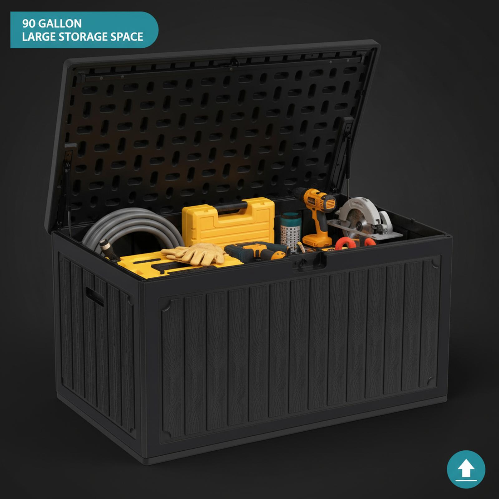 Baginizer 90 Gallon Large Deck Box with Side Handles Outdoor Double ...