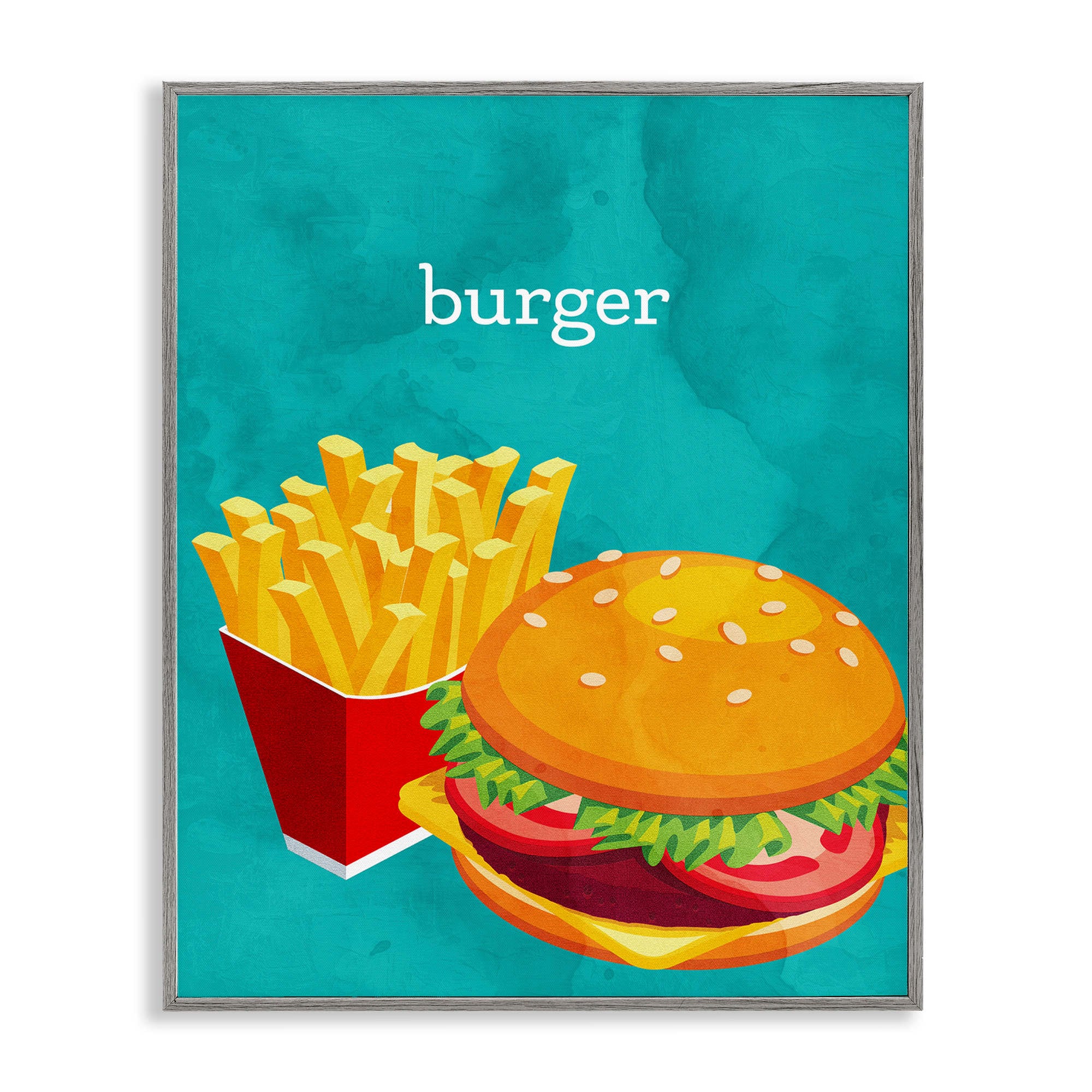 Stupell Industries BS-466-GFF-11X14 Satisfying Burger and Fries Gray Framed Giclee Art By Kim Allen 11 x 14