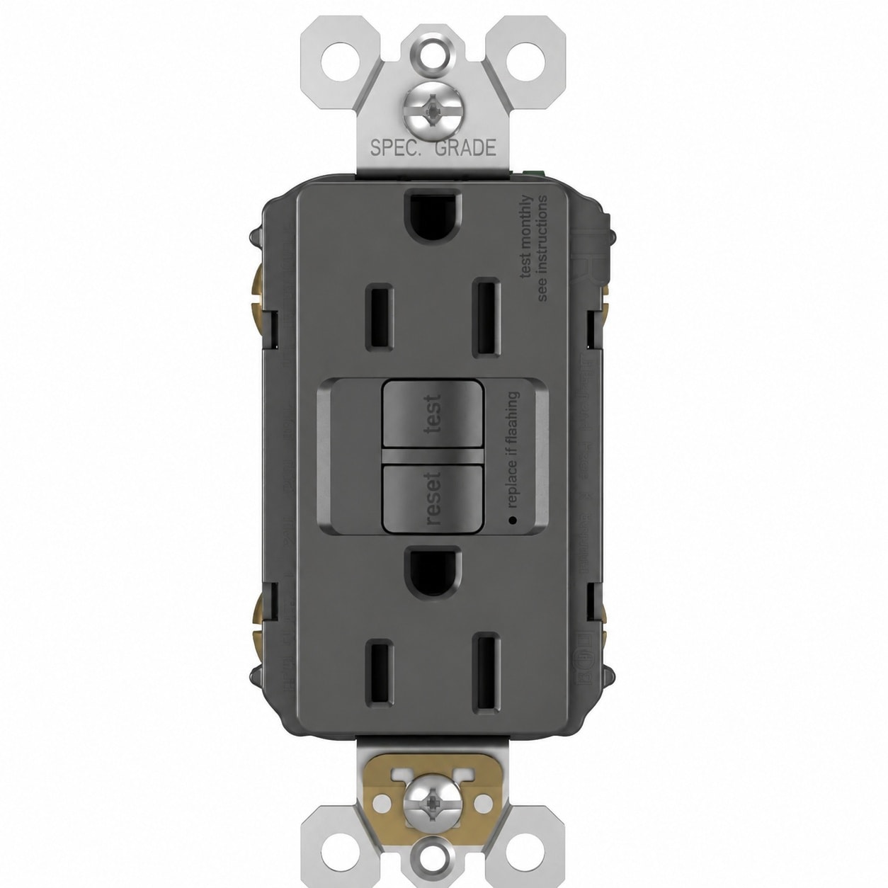 Oyezvary Radiant 15 Amp GFCI Self-Test Decorator Duplex Electrical Wall Outlet with Trip Indicator Black 1 Count durable #LOZ0819O041
