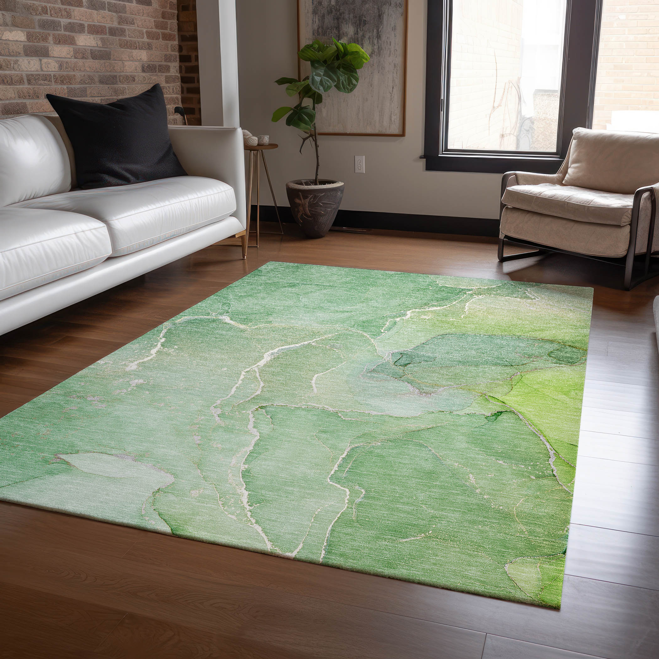 Addison Rugs ACN511GE30X46 Chantille ACN511GE 2 x 3 (ft) Polyester Green Rectangular Indoor/Outdoor Abstract Machine washable Area rug