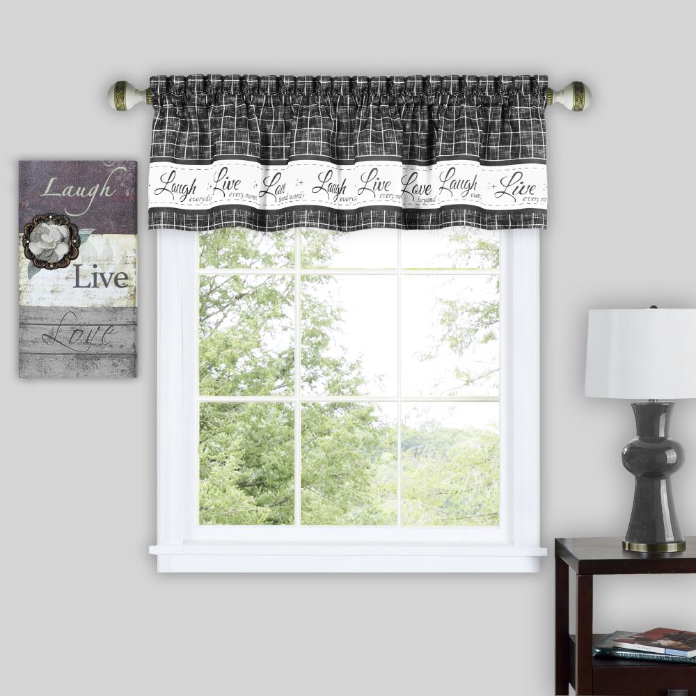 Achim LLVL14CC12 Live, Love, Laugh 14-Inches Charcoal Polyester Rod pocket Valance