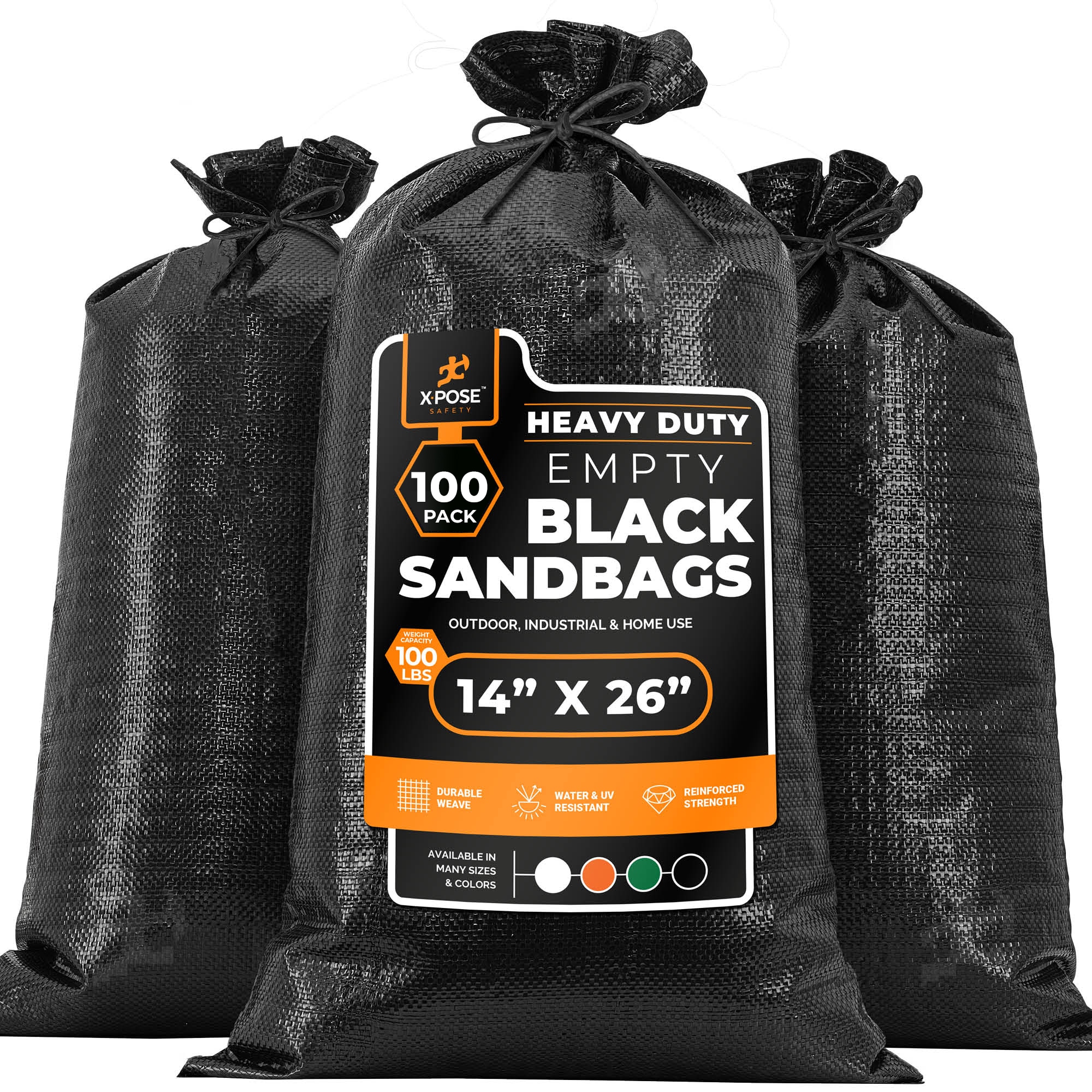 XPOSE SAFETY SBB-HVY-1426-100-X 100 -Pack 100-lb Capacity Woven polypropylene Sand Bags