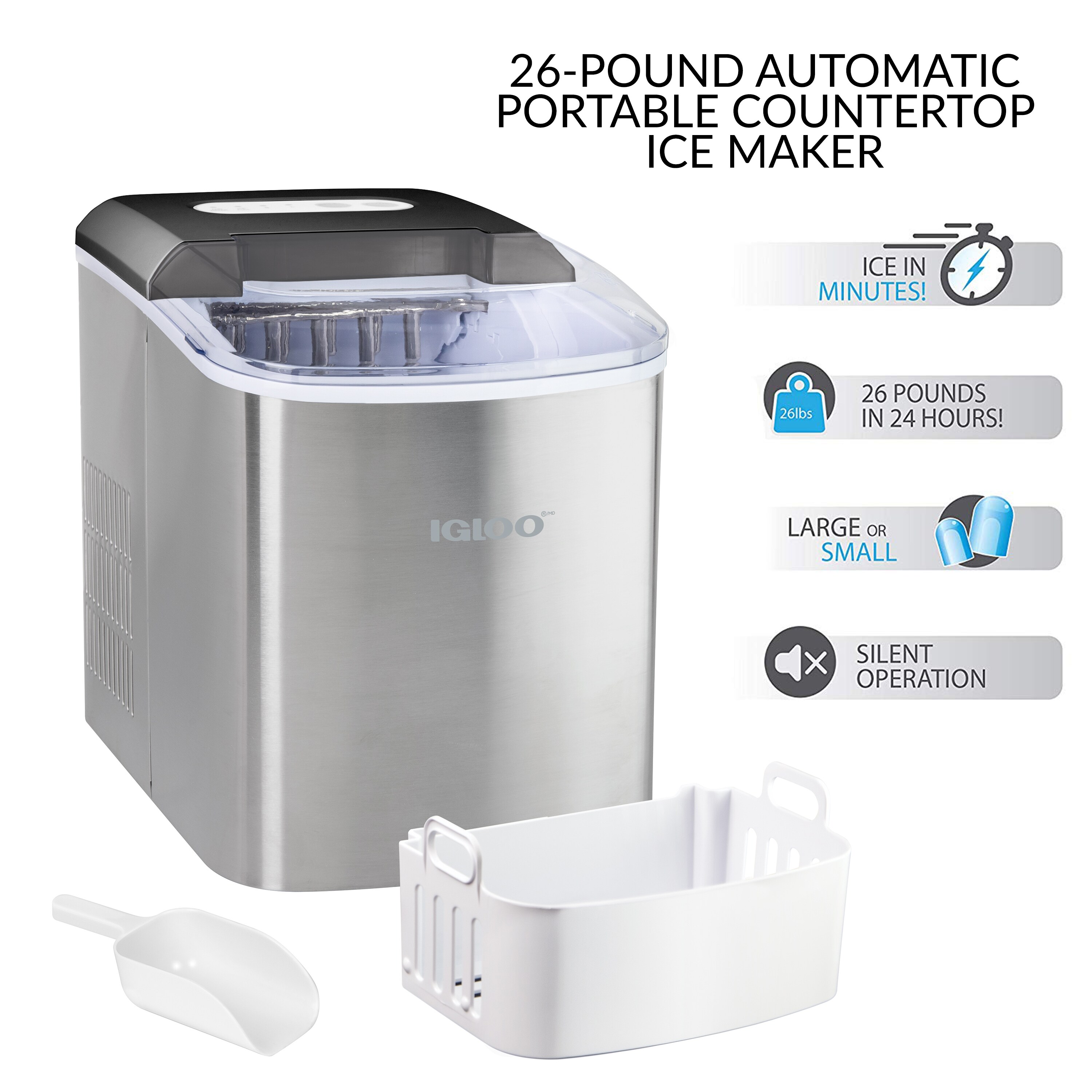 Igloo 26lb Auto Self-Cleaning Portable Countertop Ice Maker