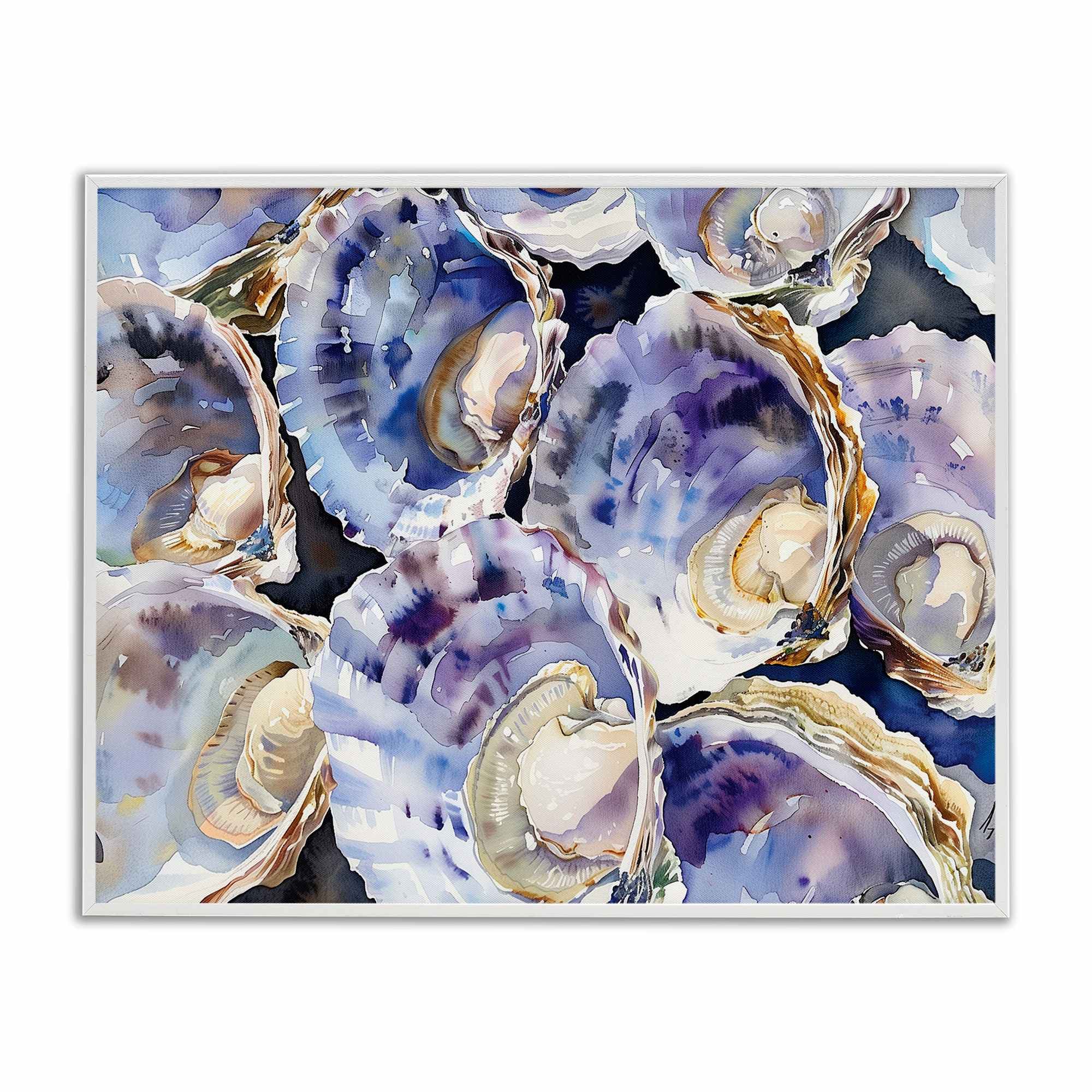 Stupell Industries BS-692-WFR-11X14 Maritime Clams and Oysters White Framed Giclee Art By Heidi 14 x 11