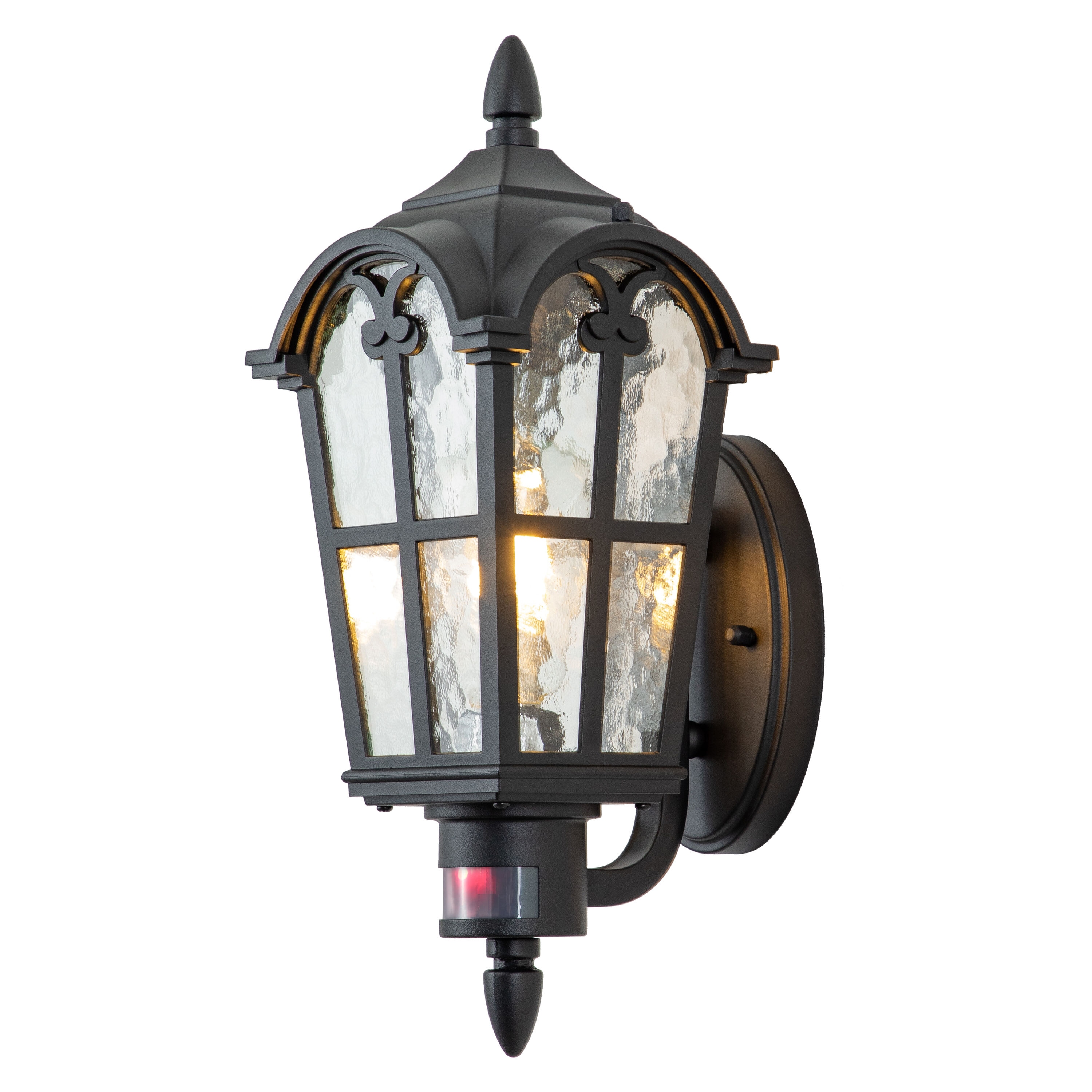 C Cattleya CA2197-W 1 -Light 16-in H Matte Black Hardwired Motion Sensor Dusk to Dawn Outdoor Wall Light