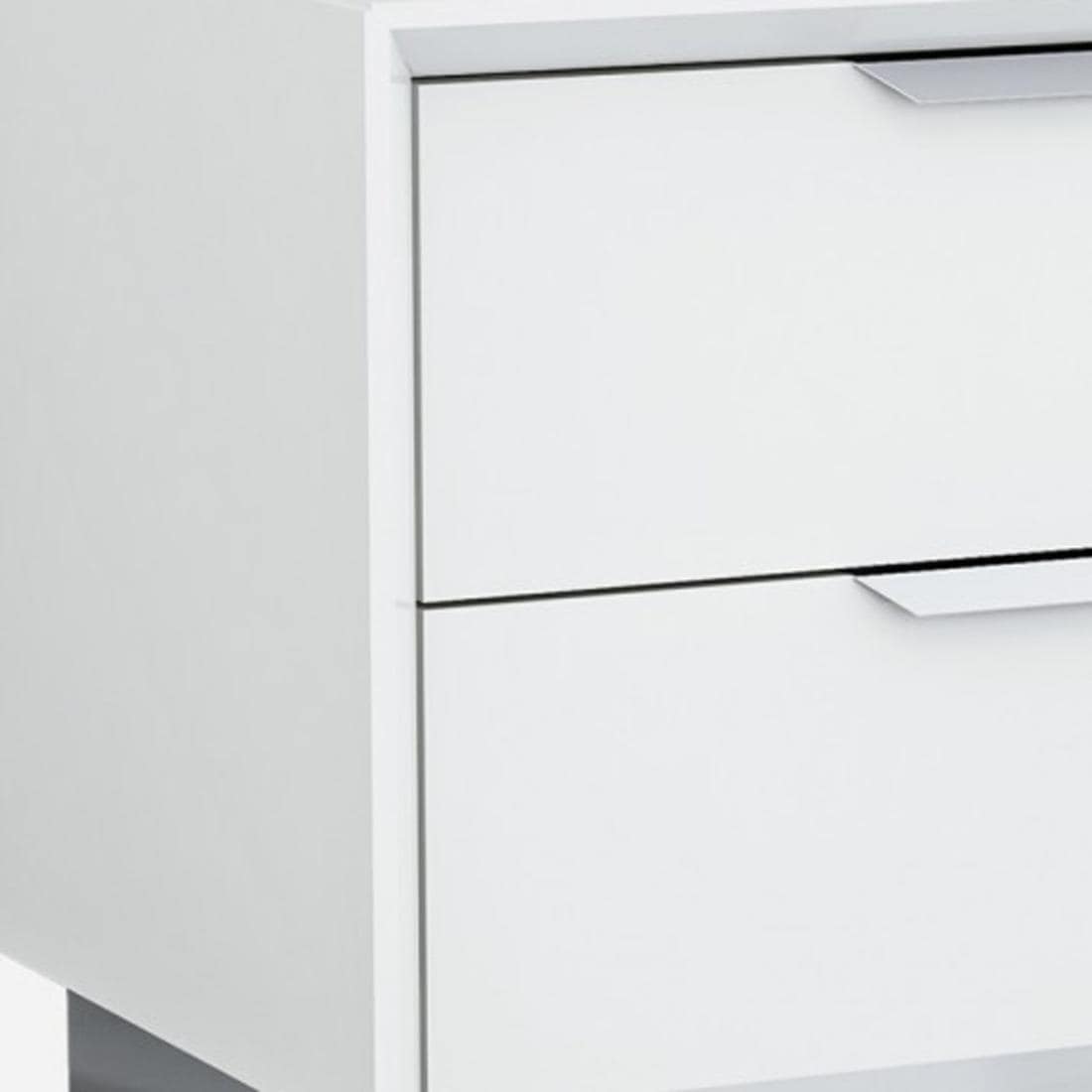 White and Chrome Two Drawer Nightstand