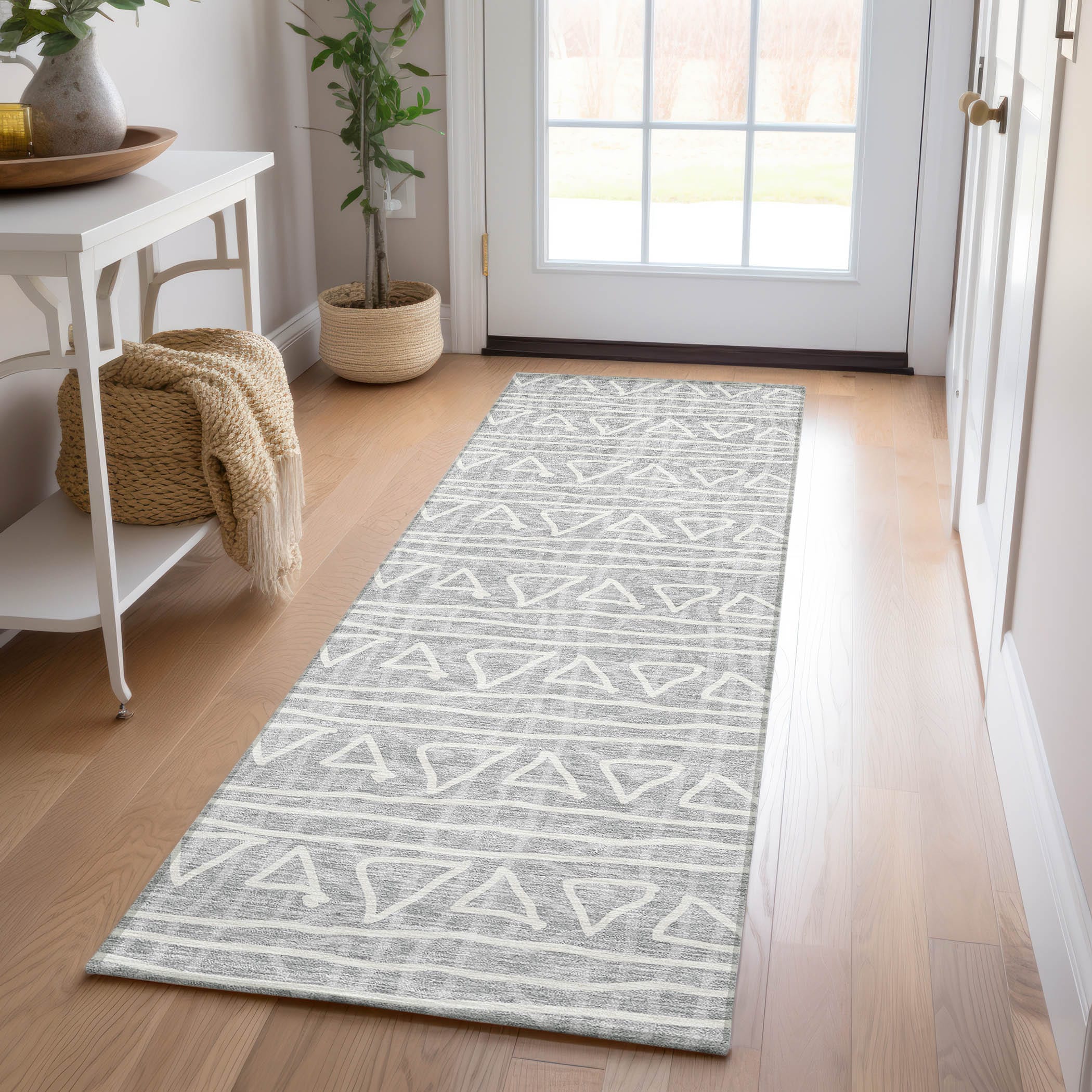 Addison Rugs ACN730GY2X8 Chantille ACN730GY 2 x 7 (ft) Polyester Gray Rectangular Indoor/Outdoor Geometric Machine washable Area rug