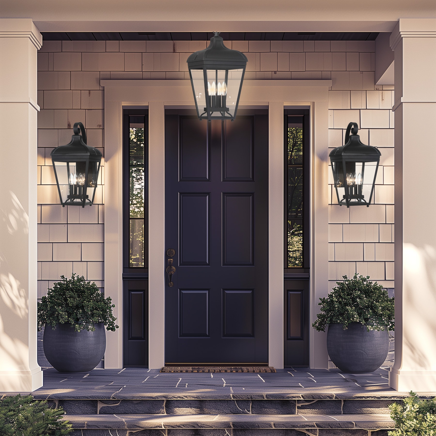 The Great Outdoors Marquee 4-Light 21-in H Matte Black