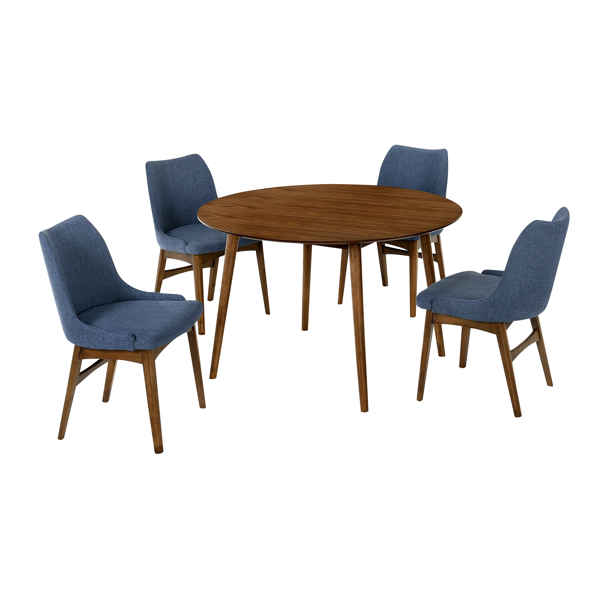 Armen Living SETARDI5AZWABLU48 Walnut Contemporary/Modern Dining Room Set with Round Table ( Seats 4 )