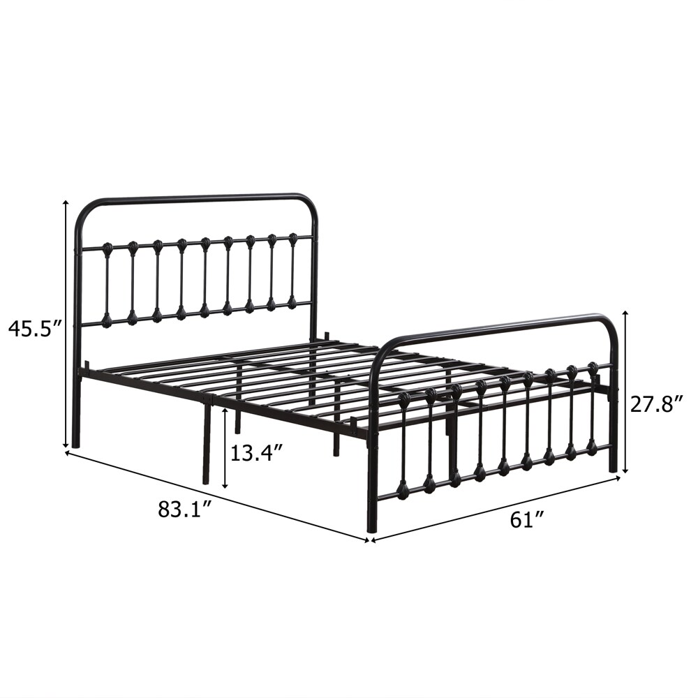 Winado Bed Frame Black Queen Metal Bed Frame in the Beds department at ...