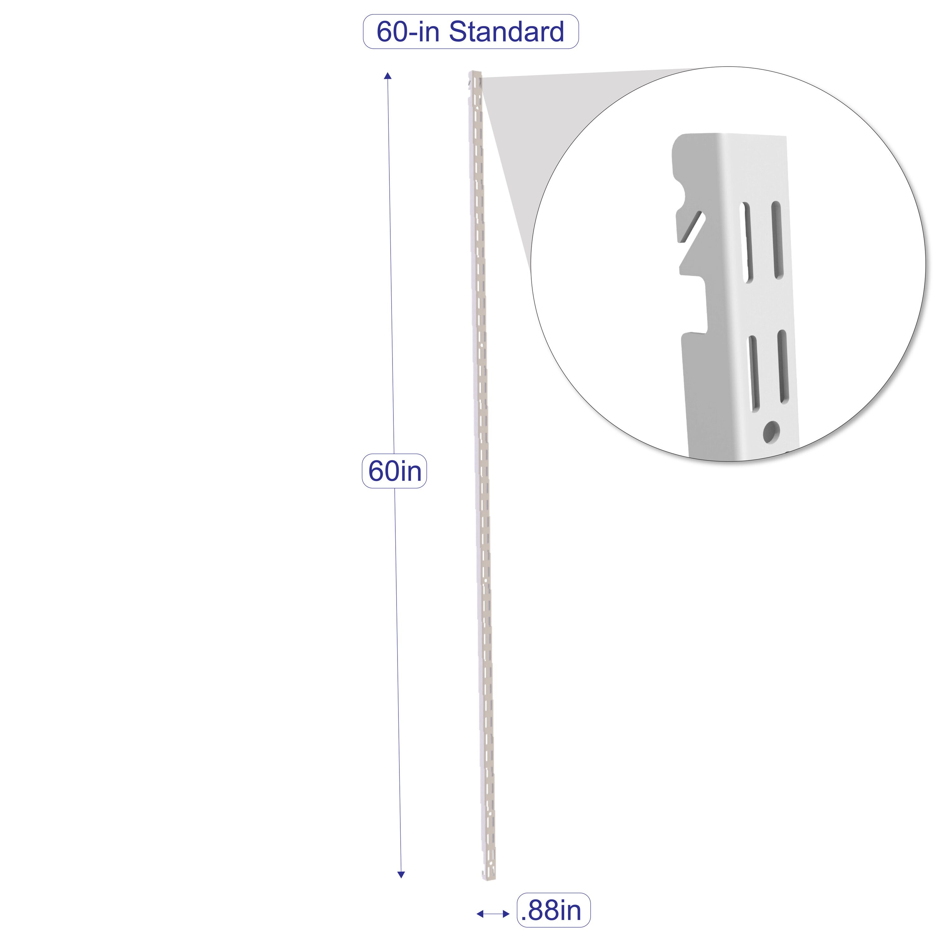 Project Source 60-in TrackSmart Vertical Standard White Shelving Upright  (1.2-in W x 60-in H) in the Wire Closet Hardware department at