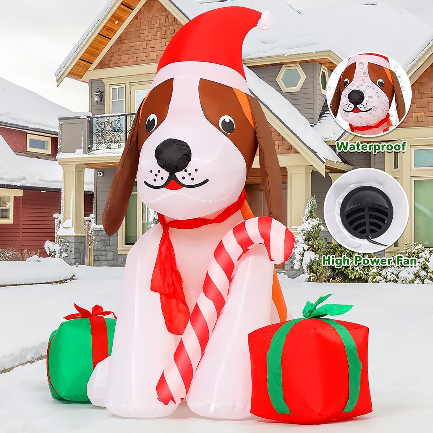 GOOSH 5-ft Lighted Dog Christmas Inflatable In The Christmas ...