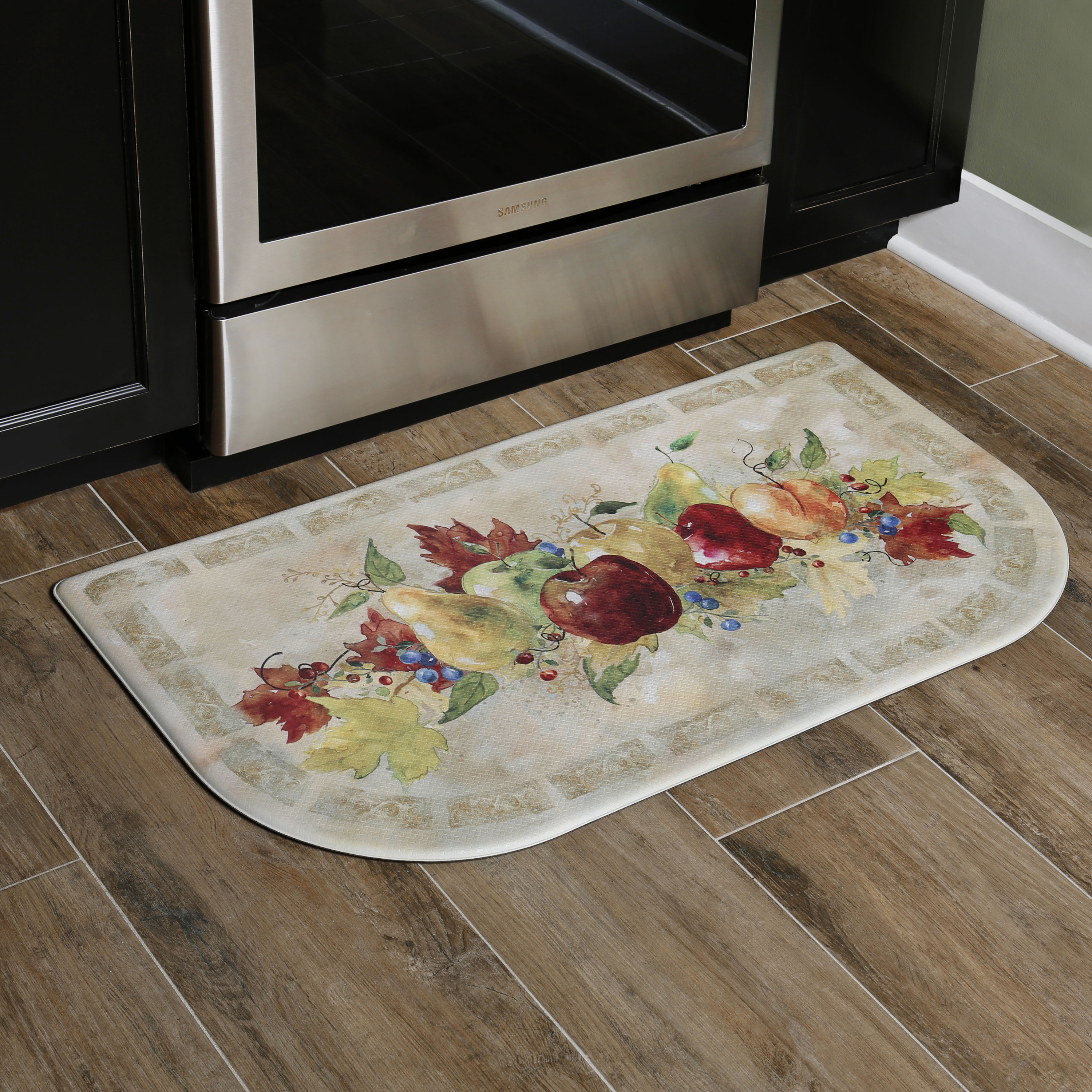 Beige PVC Fruit Slice Anti-Fatigue Kitchen Floor Mat