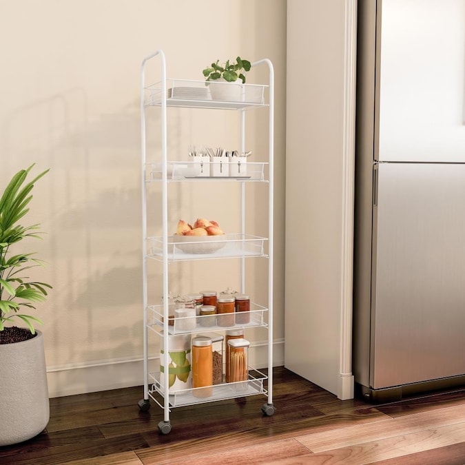 Hastings Home 5 Tiered Narrow Rolling, Rolling Storage Shelves