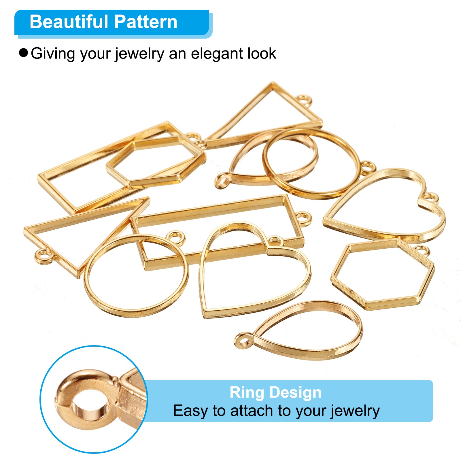 PATIKIL 50pcs Open Bezels Resin Bezels Charm Pendants Open Back Bezels ...
