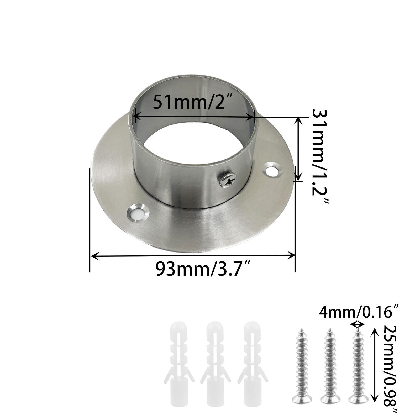 Vrbgify 4 pack round post bases heavy duty stainless steel flange ...